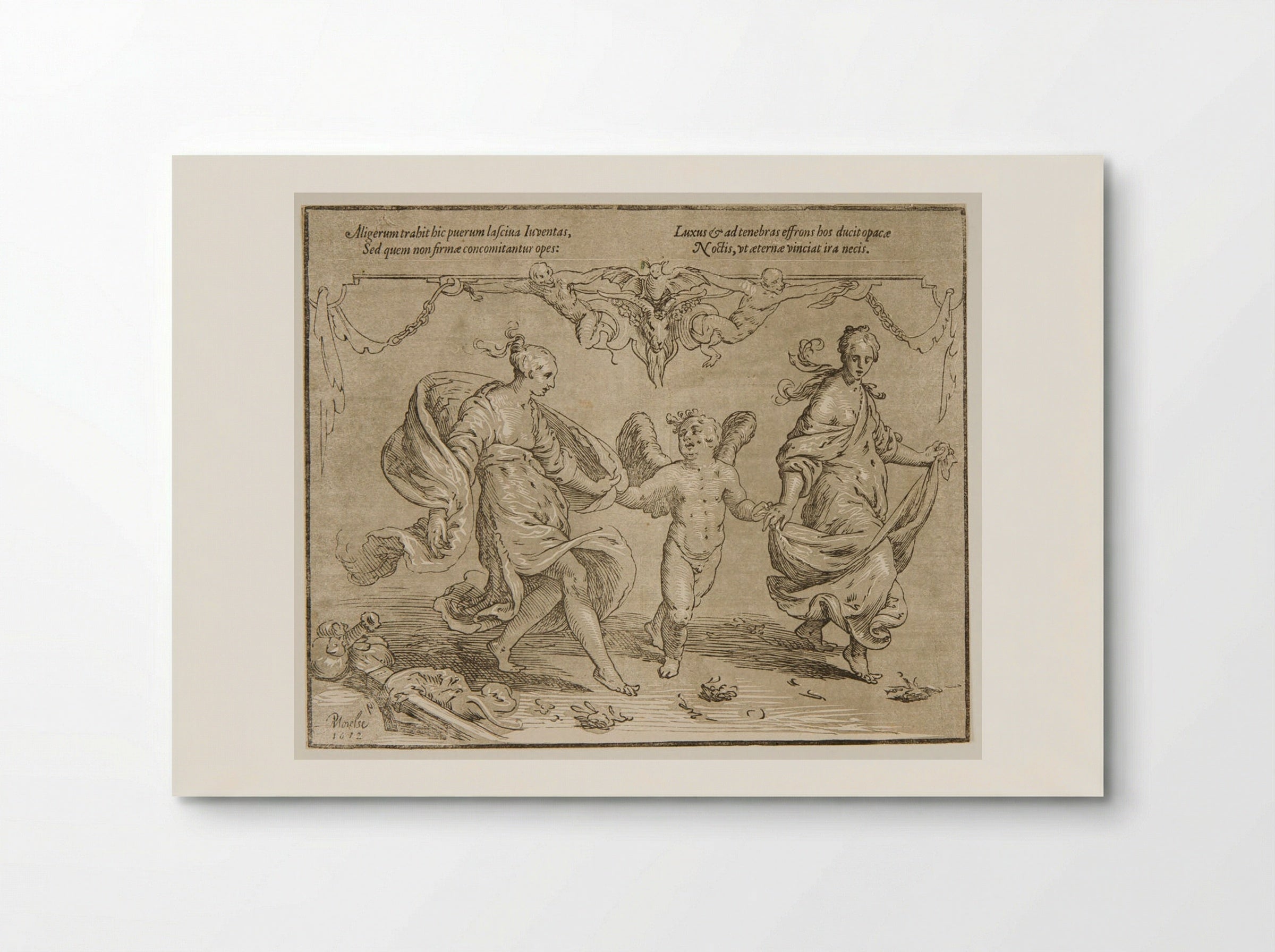 Cupid Led by Two Dancing Women - Paulus Moreelse - Poster