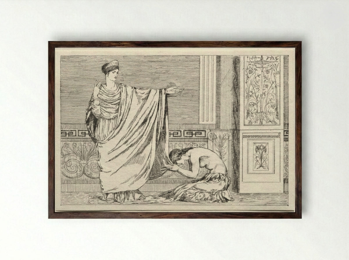 Cupid and Psyche: Psyche and Juno - Max Klinger - Framed Print Dark Wood