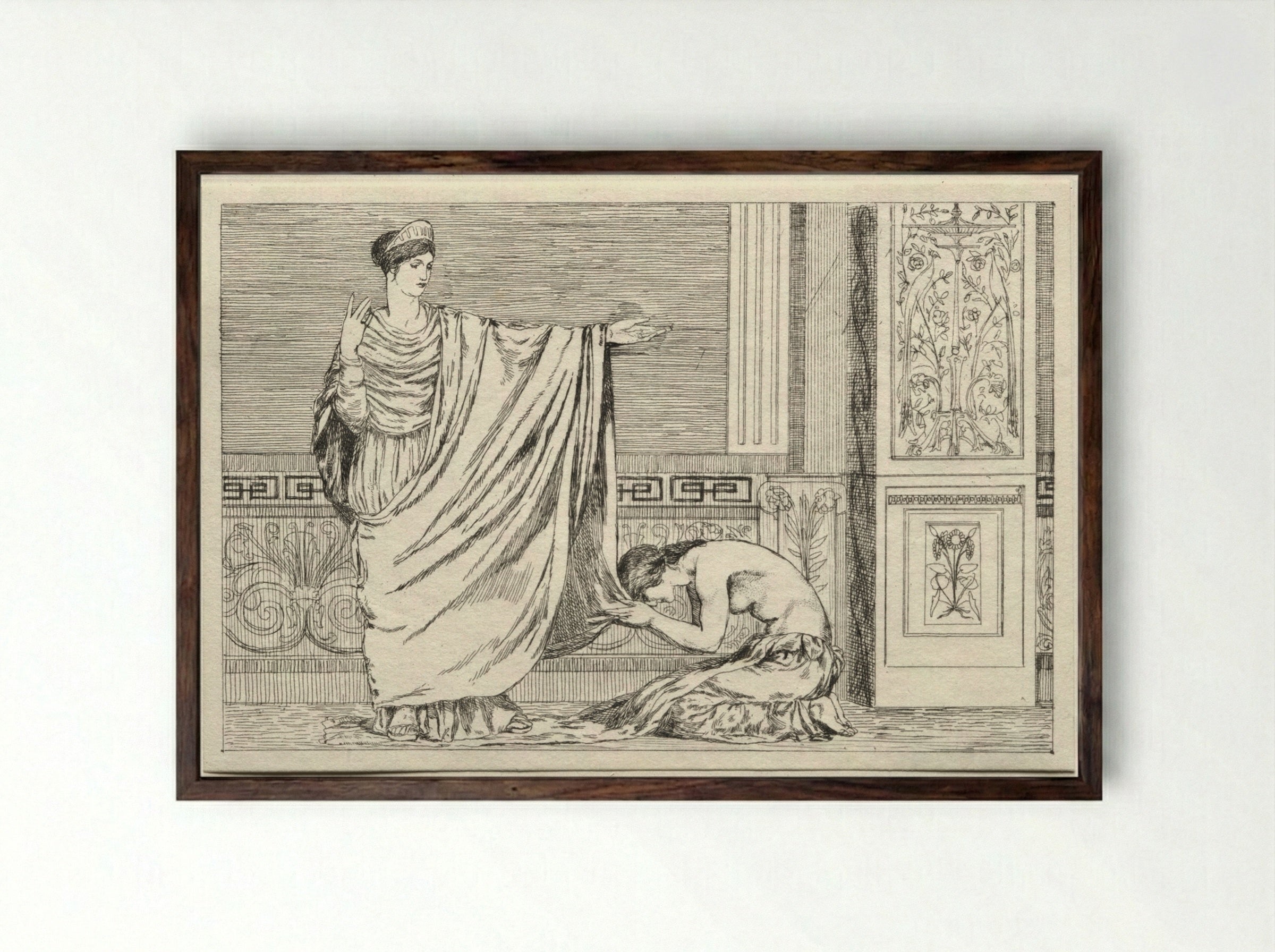 Cupid and Psyche: Psyche and Juno - Max Klinger - Framed Print Dark Wood