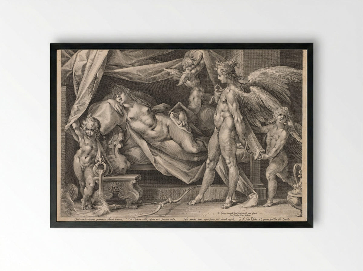 Cupid and Psyche - Jan Muller - Framed Print Black