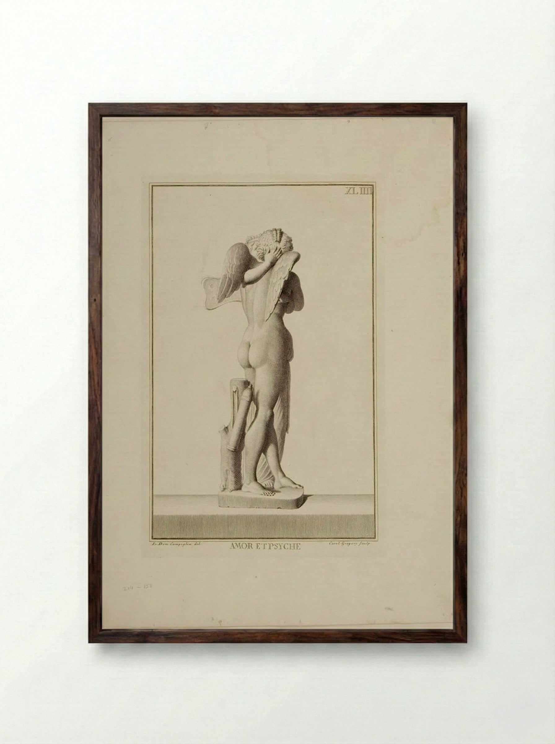 Cupid and Psyche - Carlo Gregori - Framed Print Dark Wood