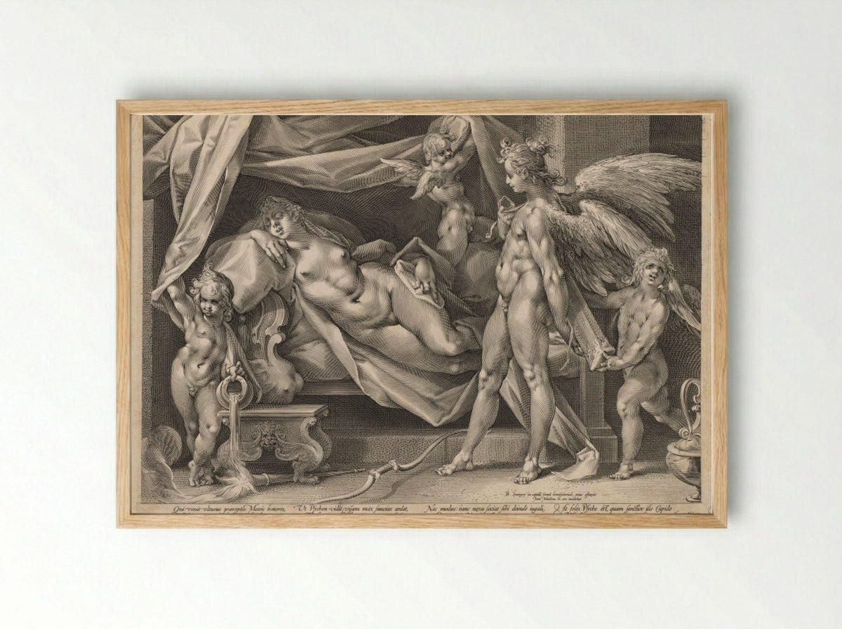 Cupid and Psyche - Jan Muller - Framed Print Wood
