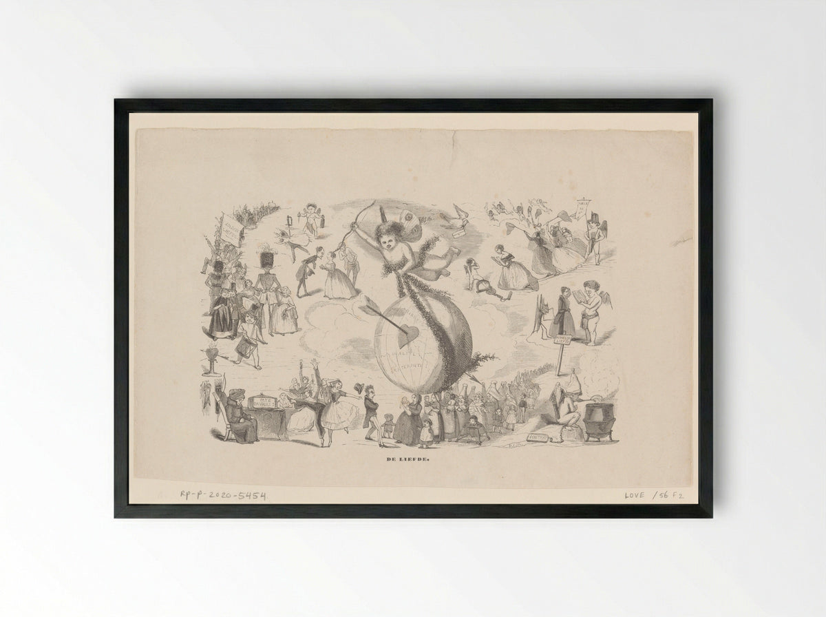 Cupido draagt een wereldbol - Koenraad Fuhri - Framed Print Black