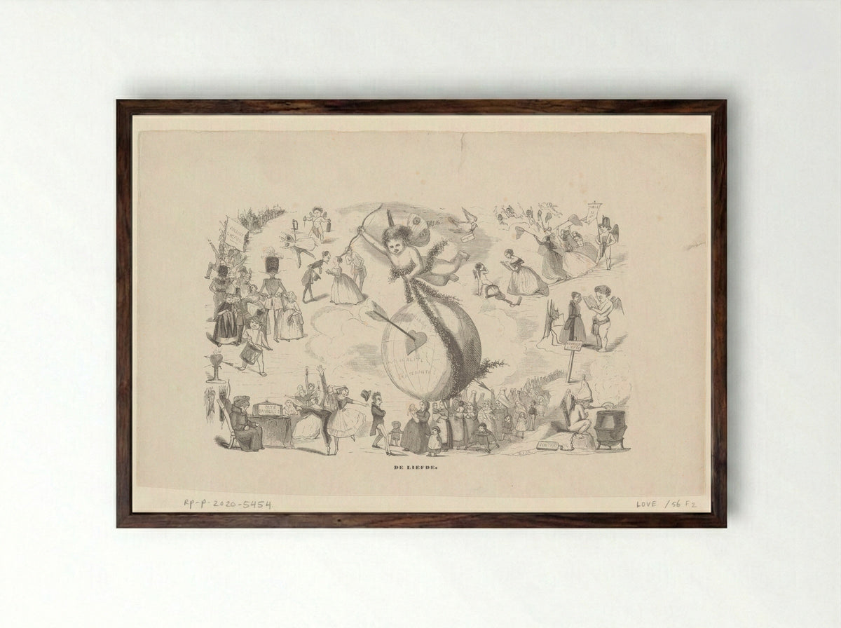 Cupido draagt een wereldbol - Koenraad Fuhri - Framed Print Dark Wood
