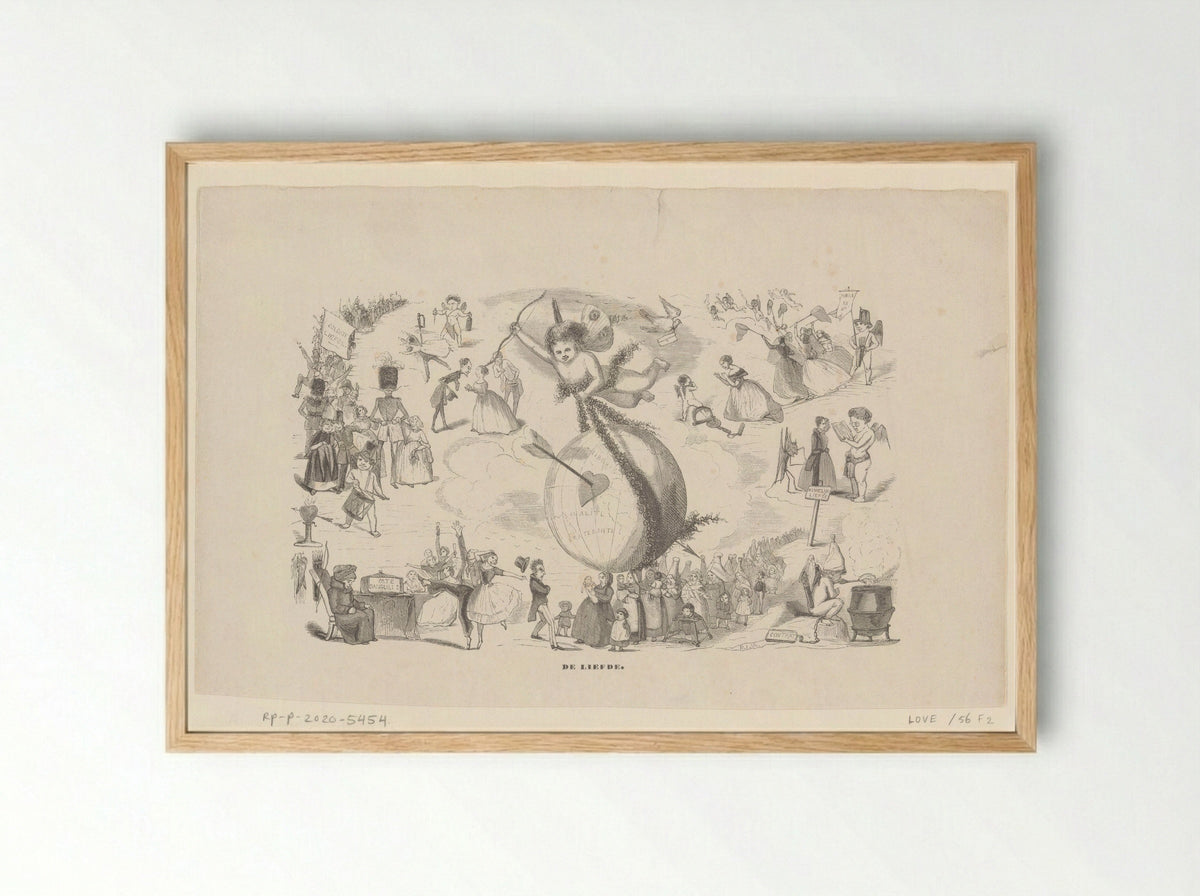 Cupido draagt een wereldbol - Koenraad Fuhri - Framed Print Wood