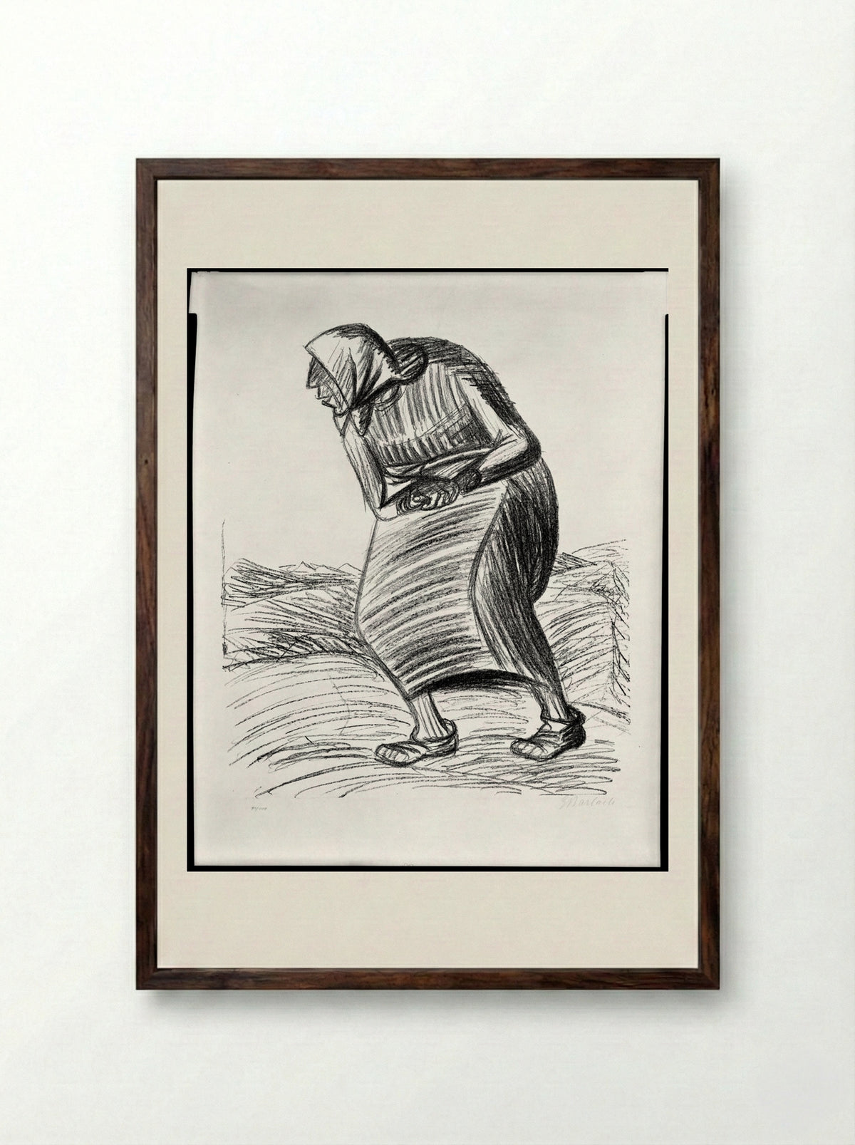 Curse - Ernst Barlach - Framed Print Dark Wood
