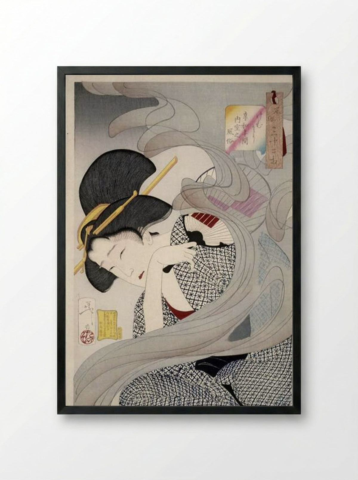 Customs of the Kansei Era - Tsukioka Yoshitoshi - Framed Print Black