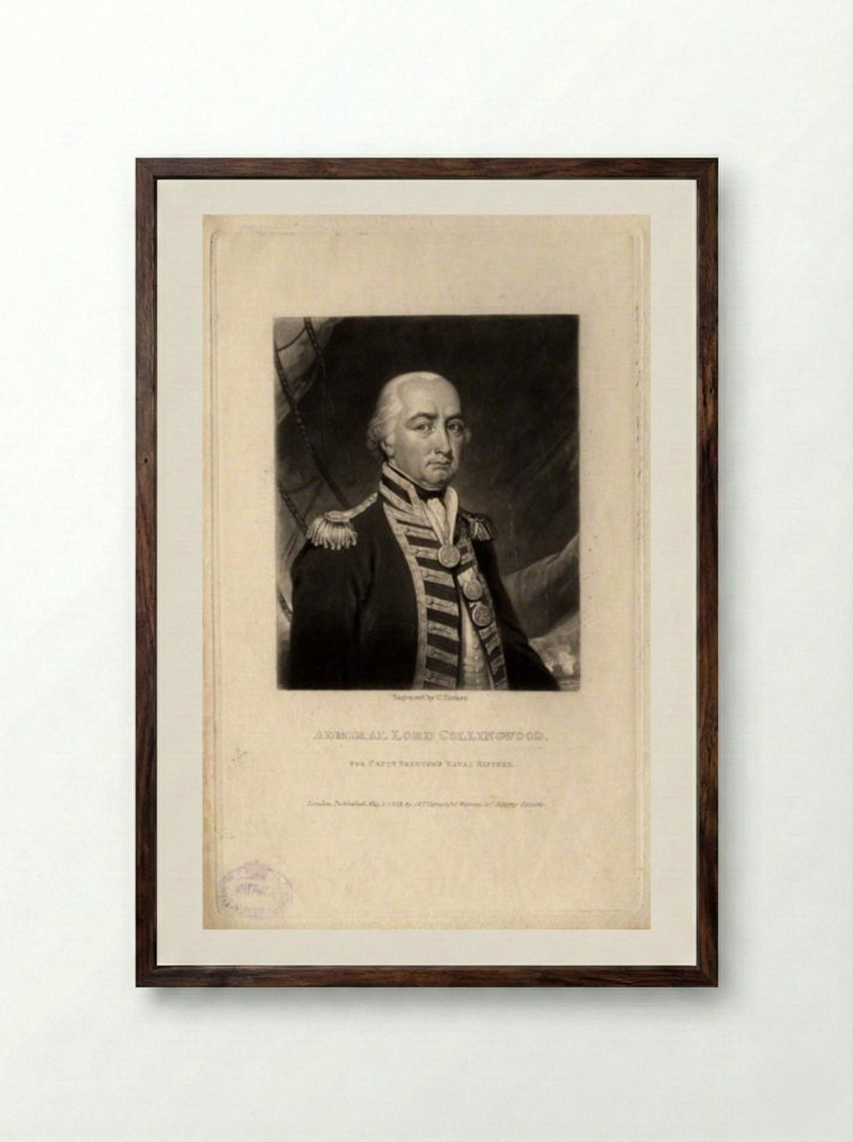 Cuthbert Collingwood, Baron Collingwood - Charles Turner - Framed Print Dark Wood