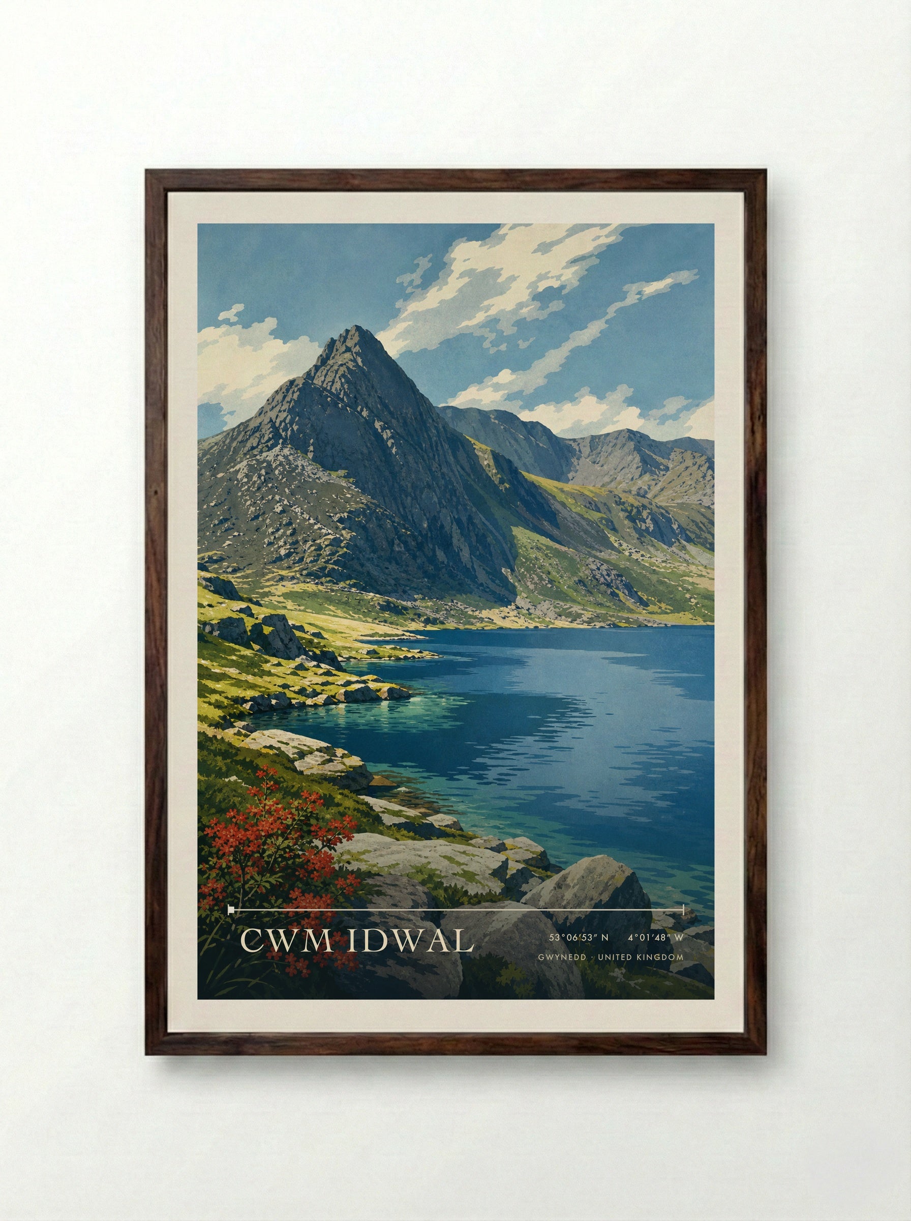 Cwm Idwal Gwynedd United Kingdom Travel Poster - Framed Print Dark Wood