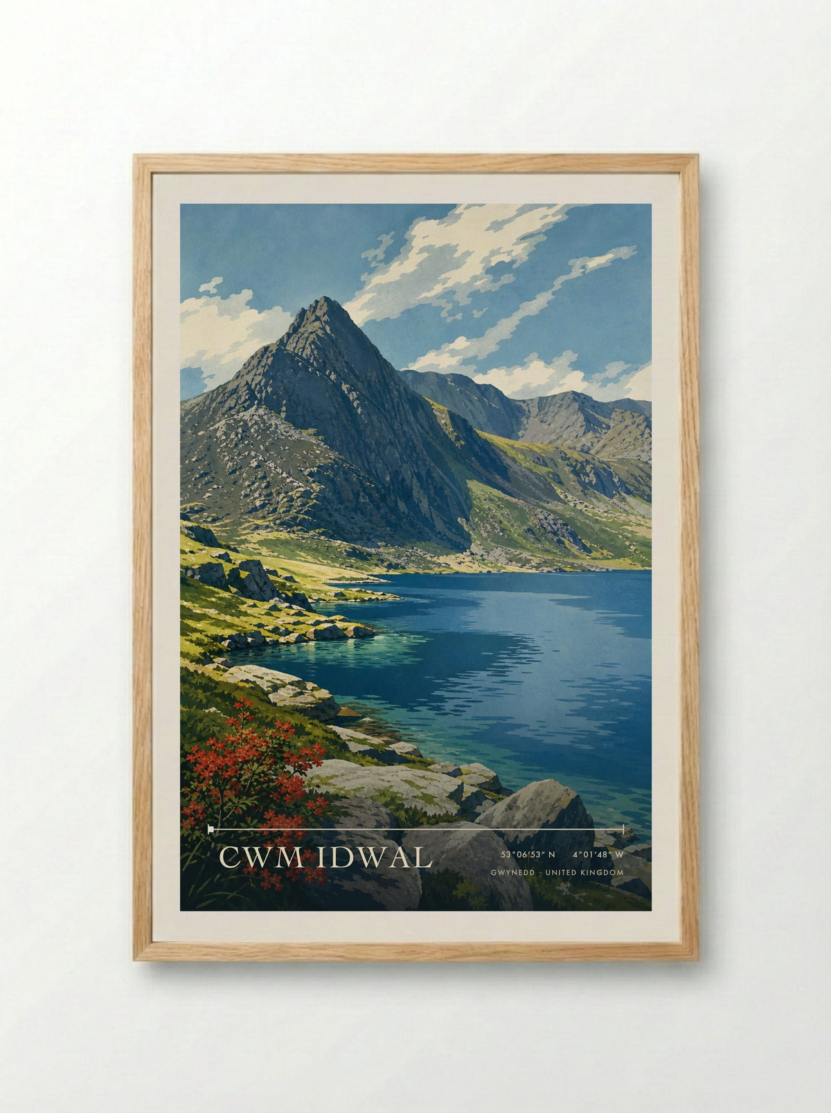Cwm Idwal Gwynedd United Kingdom Travel Poster - Framed Print Wood