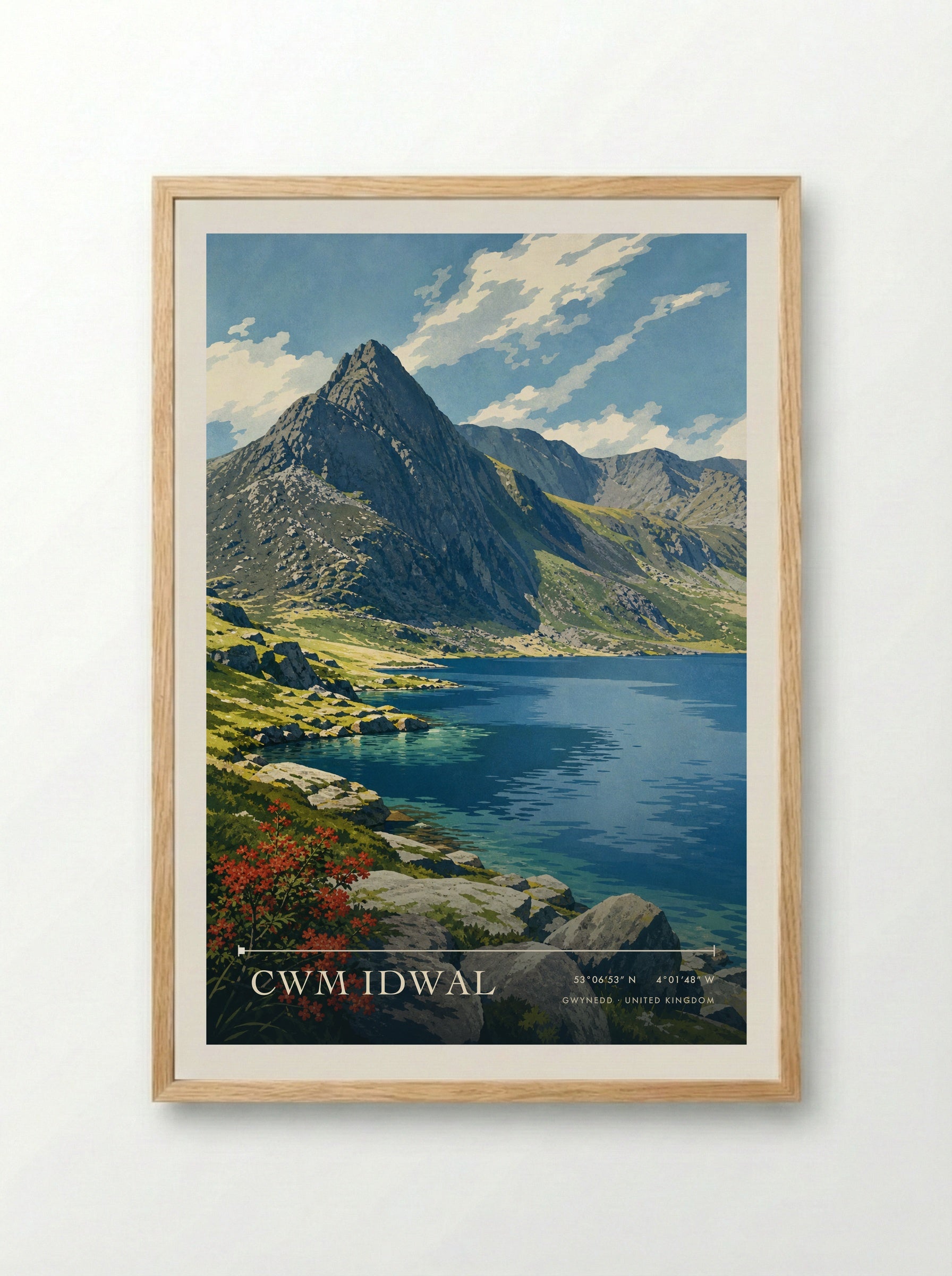 Cwm Idwal Gwynedd United Kingdom Travel Poster - Framed Print Wood