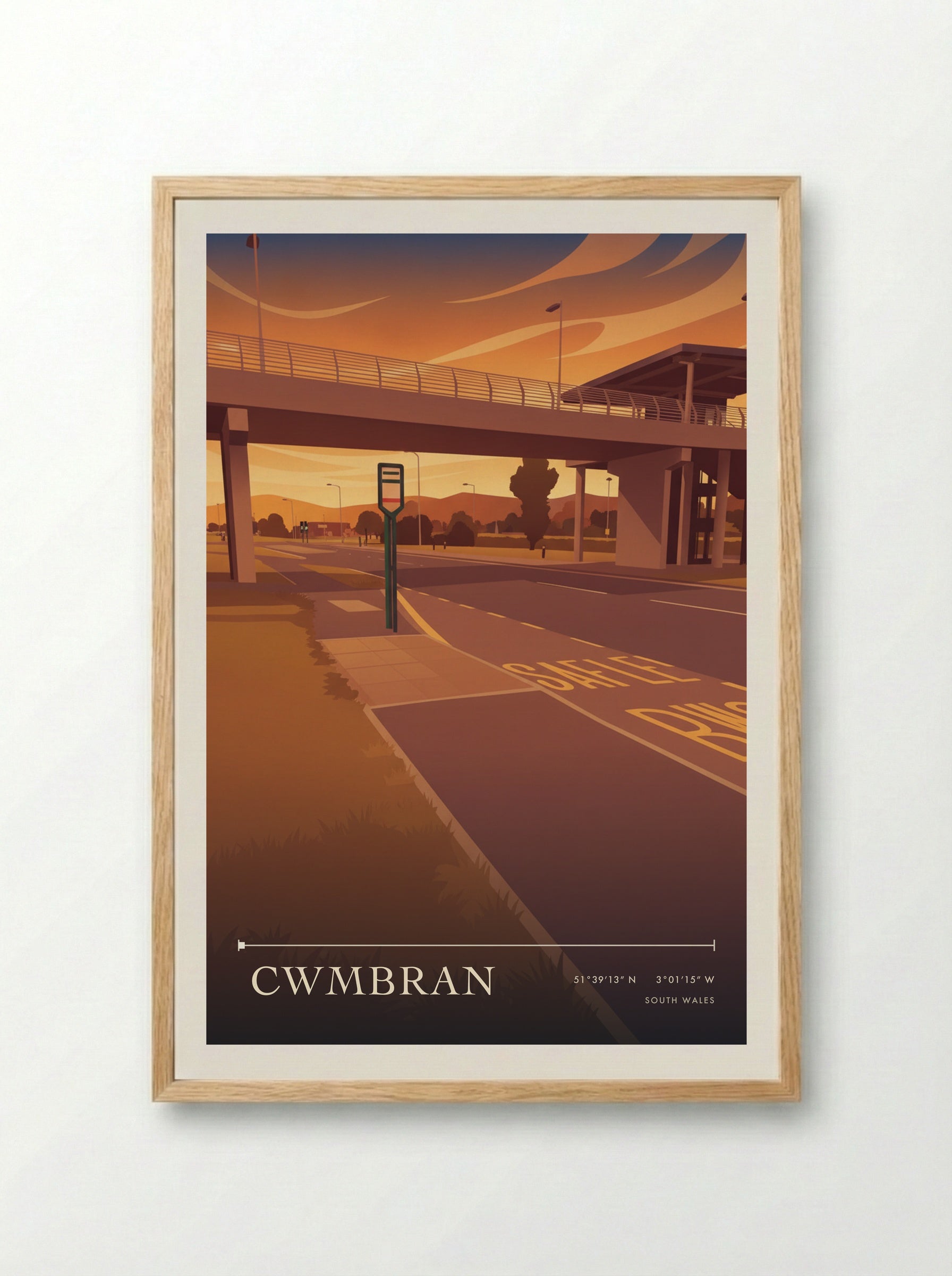 Cwmbran South Wales Wales Travel Poster - Framed Print Wood