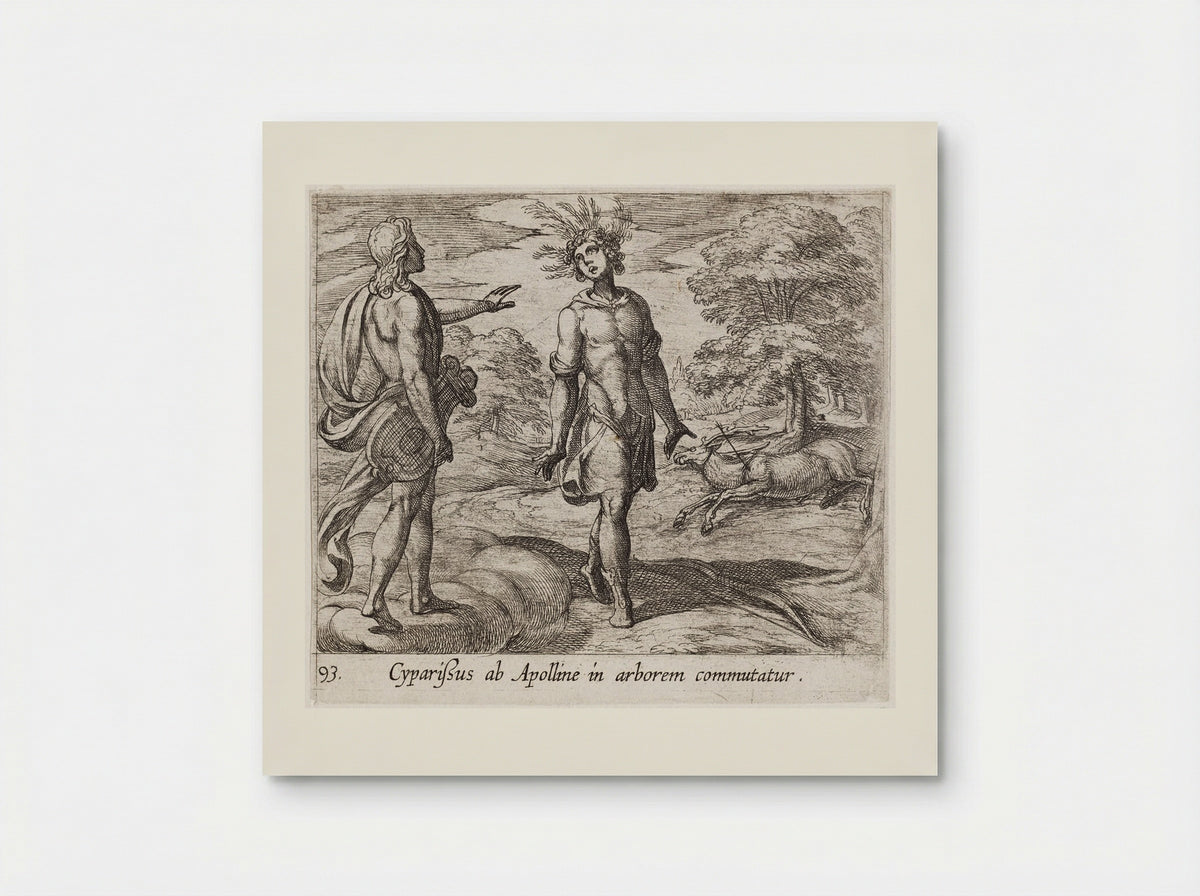 Cyparissus Changed into a Cypress Tree - Antonio Tempesta - Poster