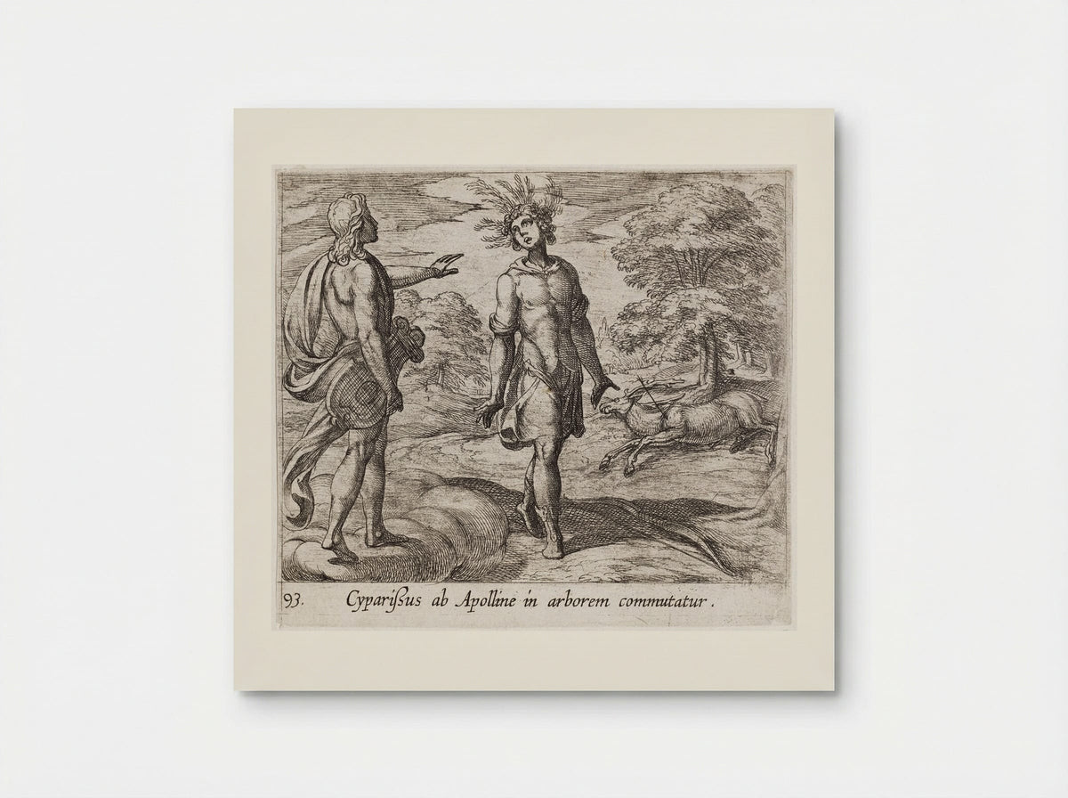 Cyparissus Changed into a Cypress Tree - Antonio Tempesta - Poster