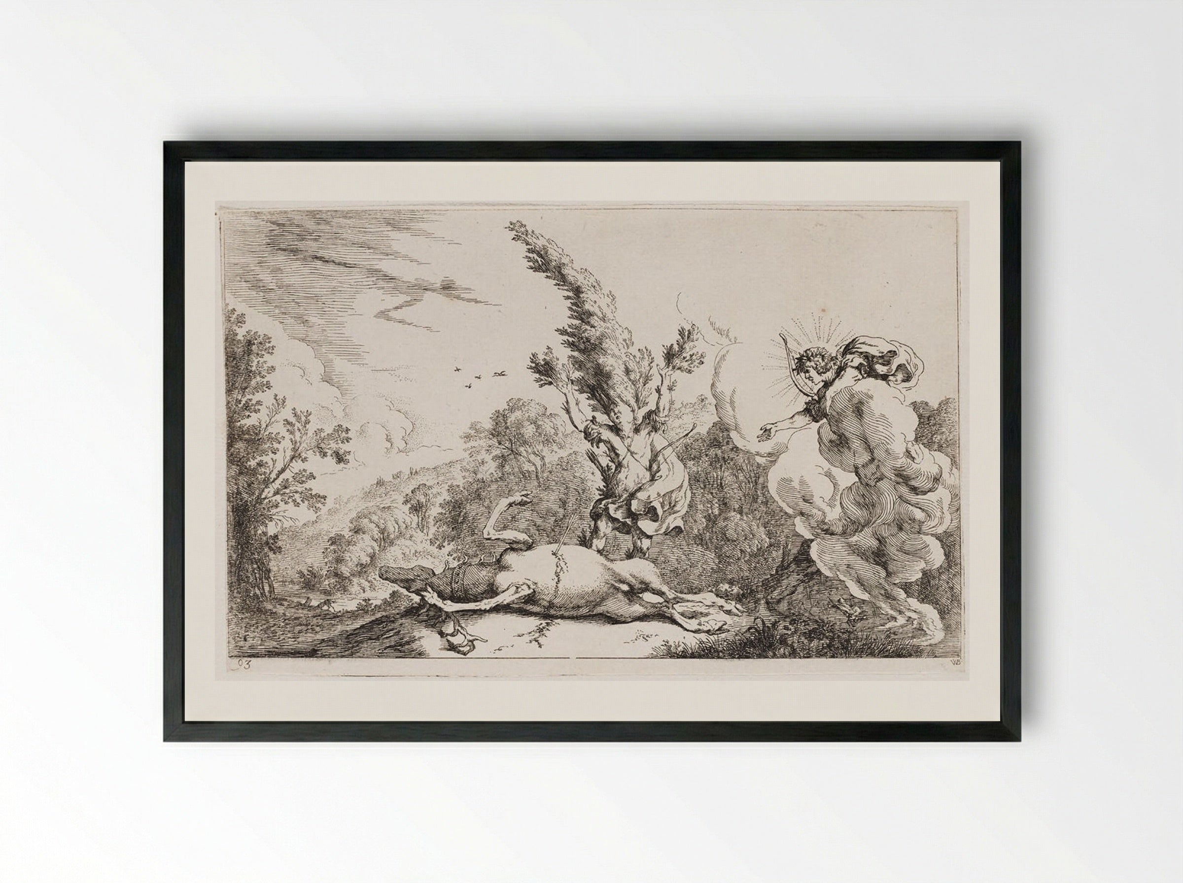 Cyparissus Is Transformed into a Cypress - Johann Wilhelm Baur - Framed Print Black