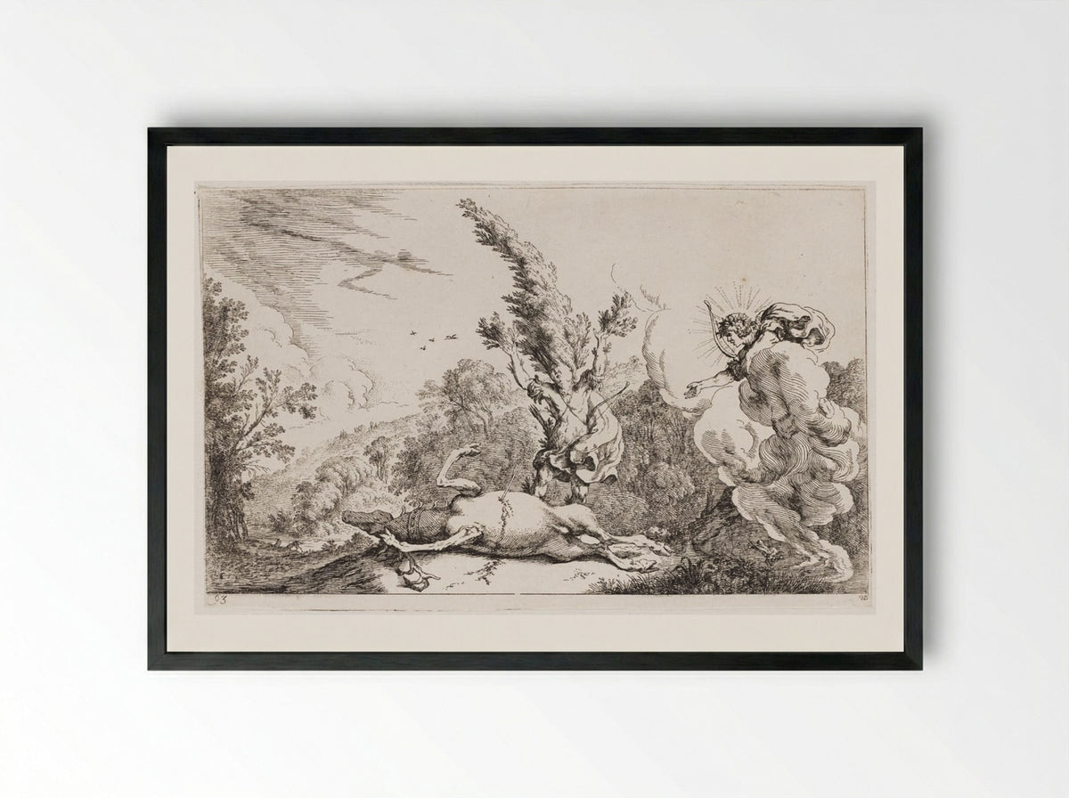 Cyparissus Is Transformed into a Cypress - Johann Wilhelm Baur - Framed Print Black
