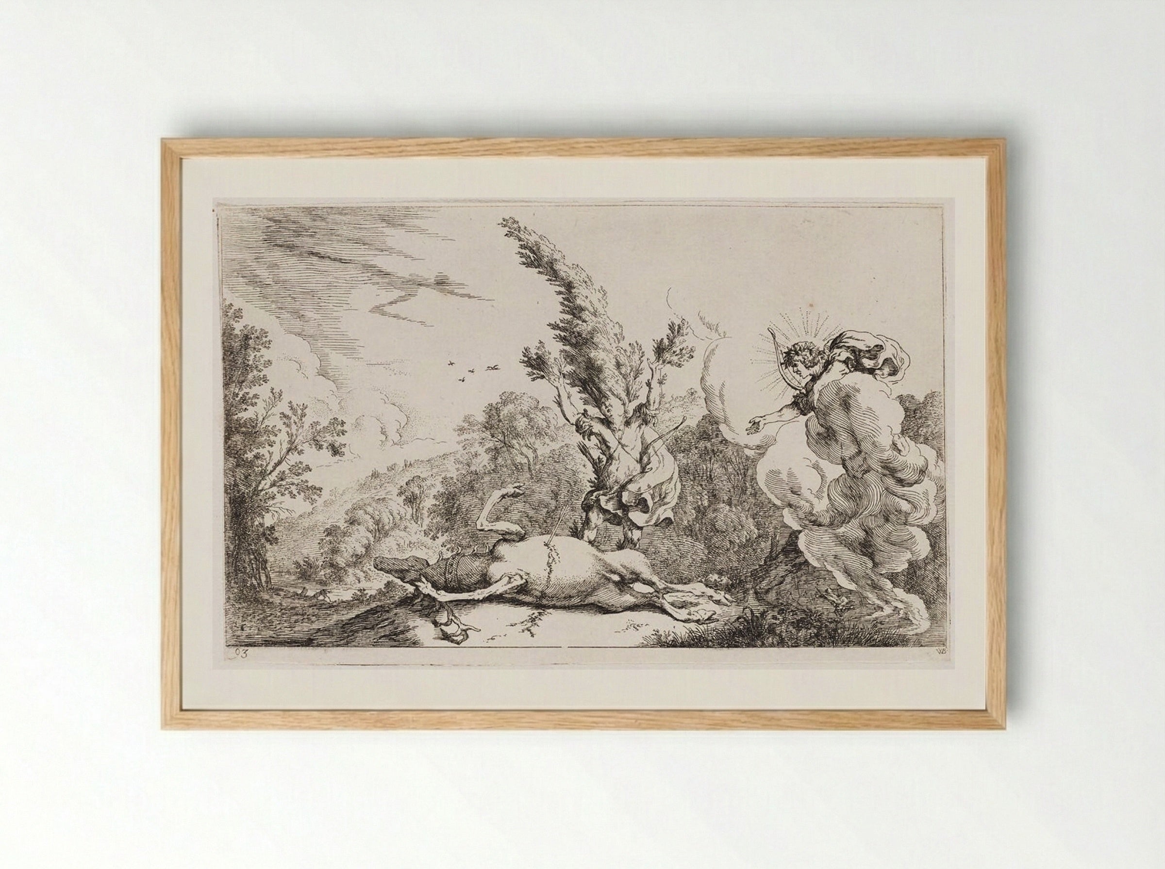 Cyparissus Is Transformed into a Cypress - Johann Wilhelm Baur - Framed Print Wood