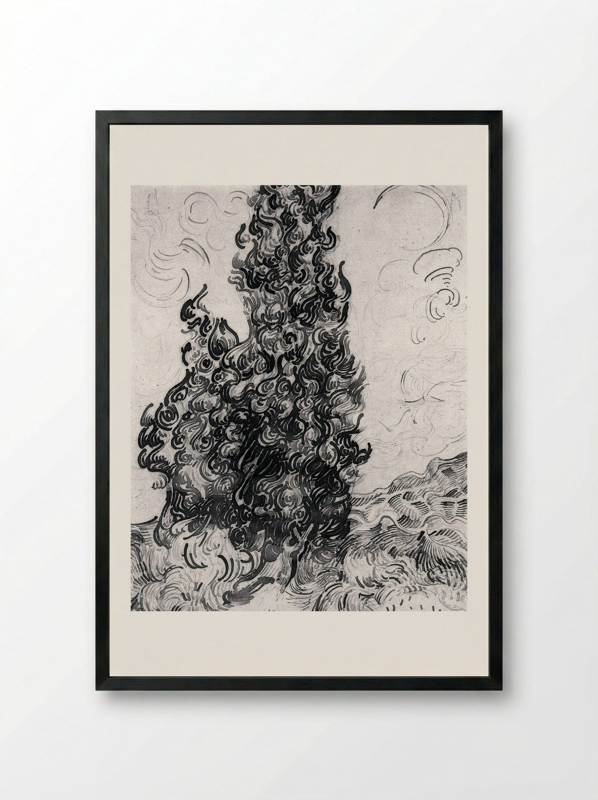 Cypresses - Vincent van Gogh - Framed Print Black