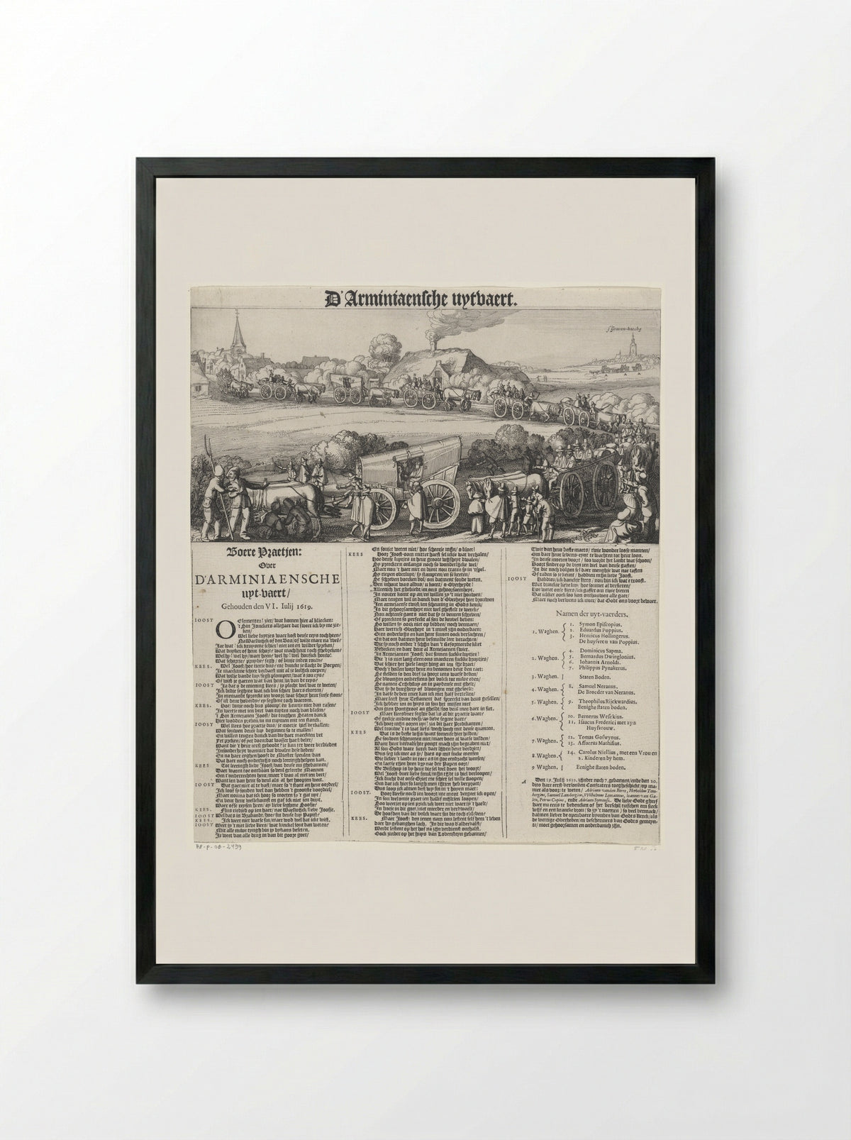 D’Arminiaensche uyt-vaert (The Arminian Funeral) - Claes Jansz. Visscher (II) - Framed Print Black