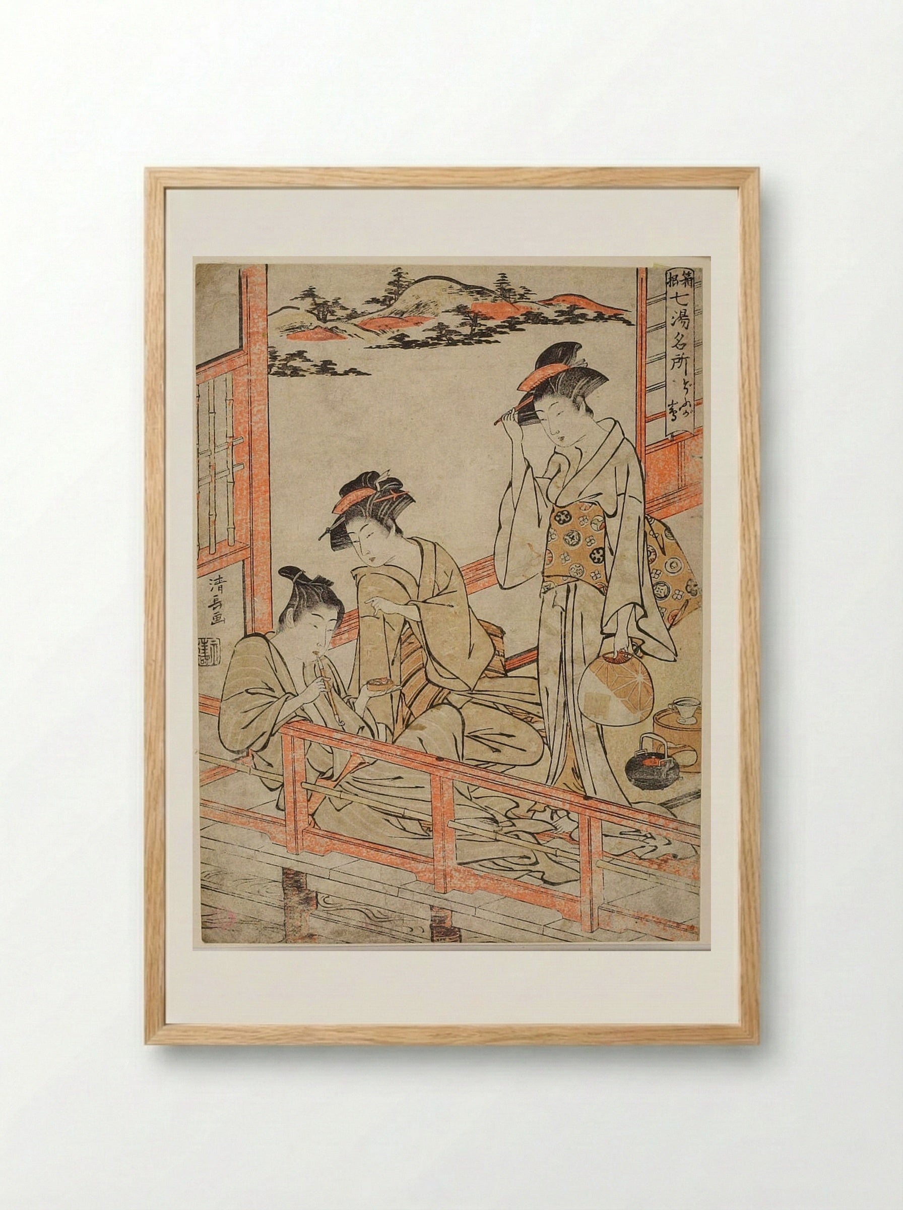 Dōgashima, from the series Seven Noted Hot Springs in Hakone - Torii Kiyonaga - Framed Print Wood