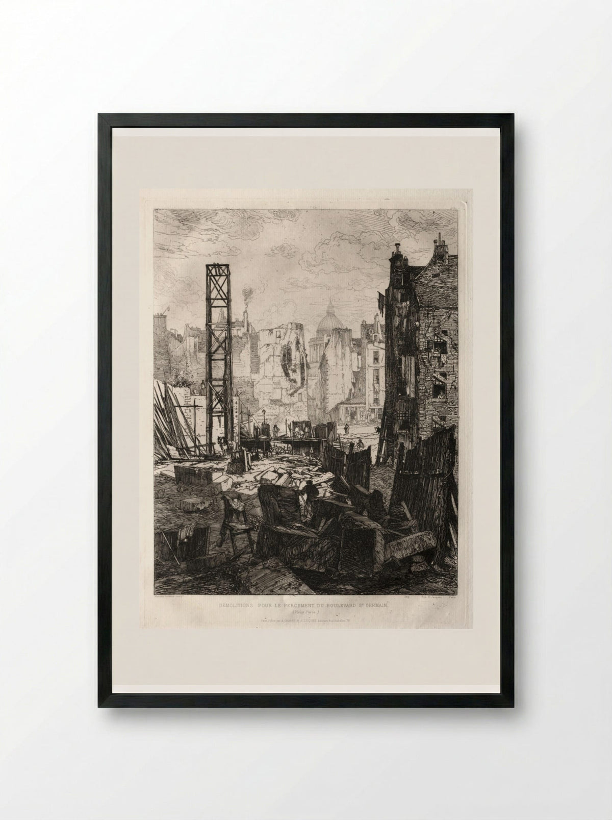 Démolitions pour le percement du boulevard Saint-Germain - Maxime Lalanne - Framed Print Black