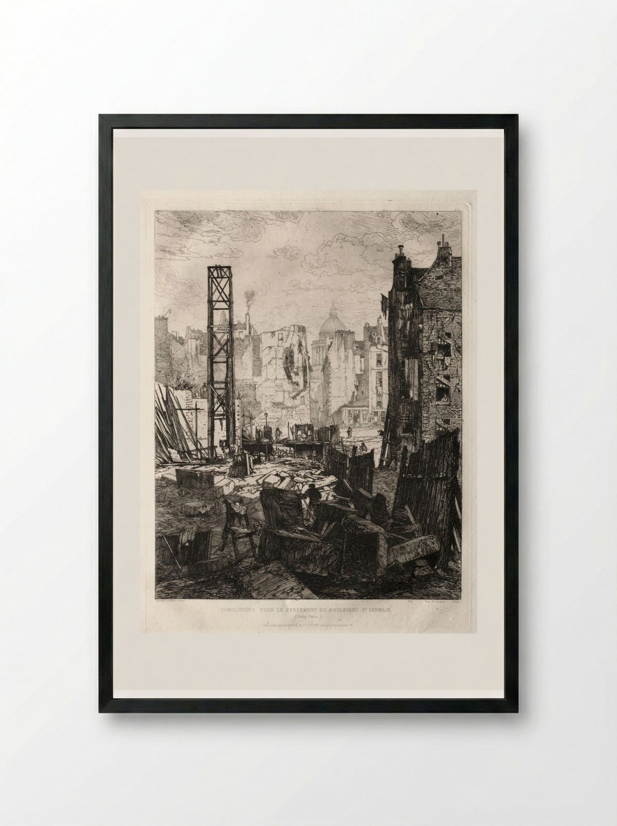 Démolitions pour le percement du boulevard Saint-Germain - Maxime Lalanne - Framed Print Black