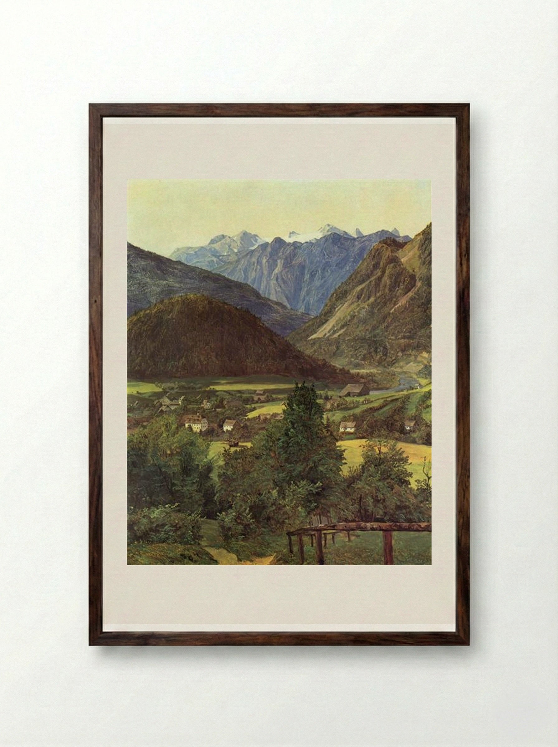 Dachstein from the place of Sophie - Ferdinand Georg Waldmüller - Framed Print Dark Wood