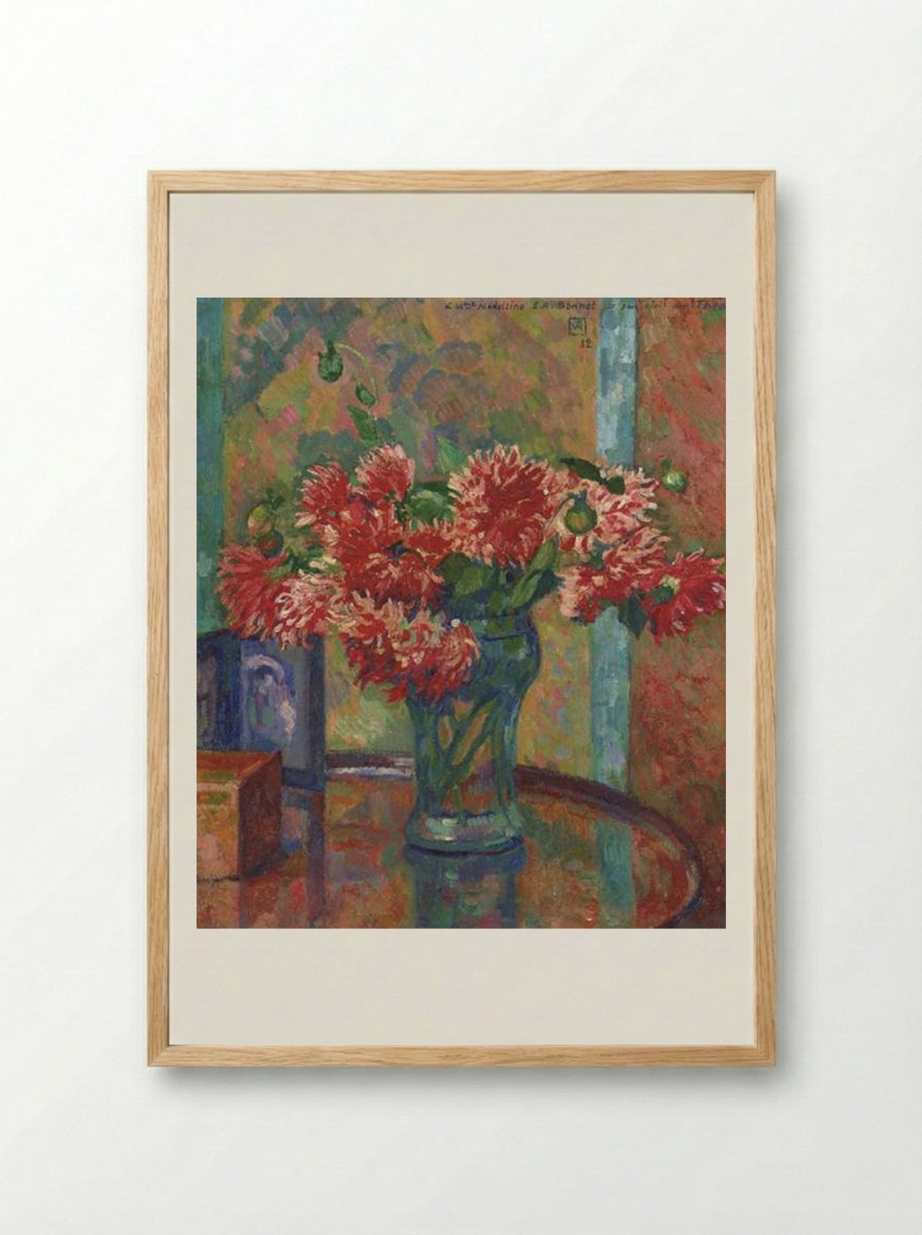 Dahlias (to Mme Madeleine E.R Bonnet) - Théo van Rysselberghe - Framed Print Wood