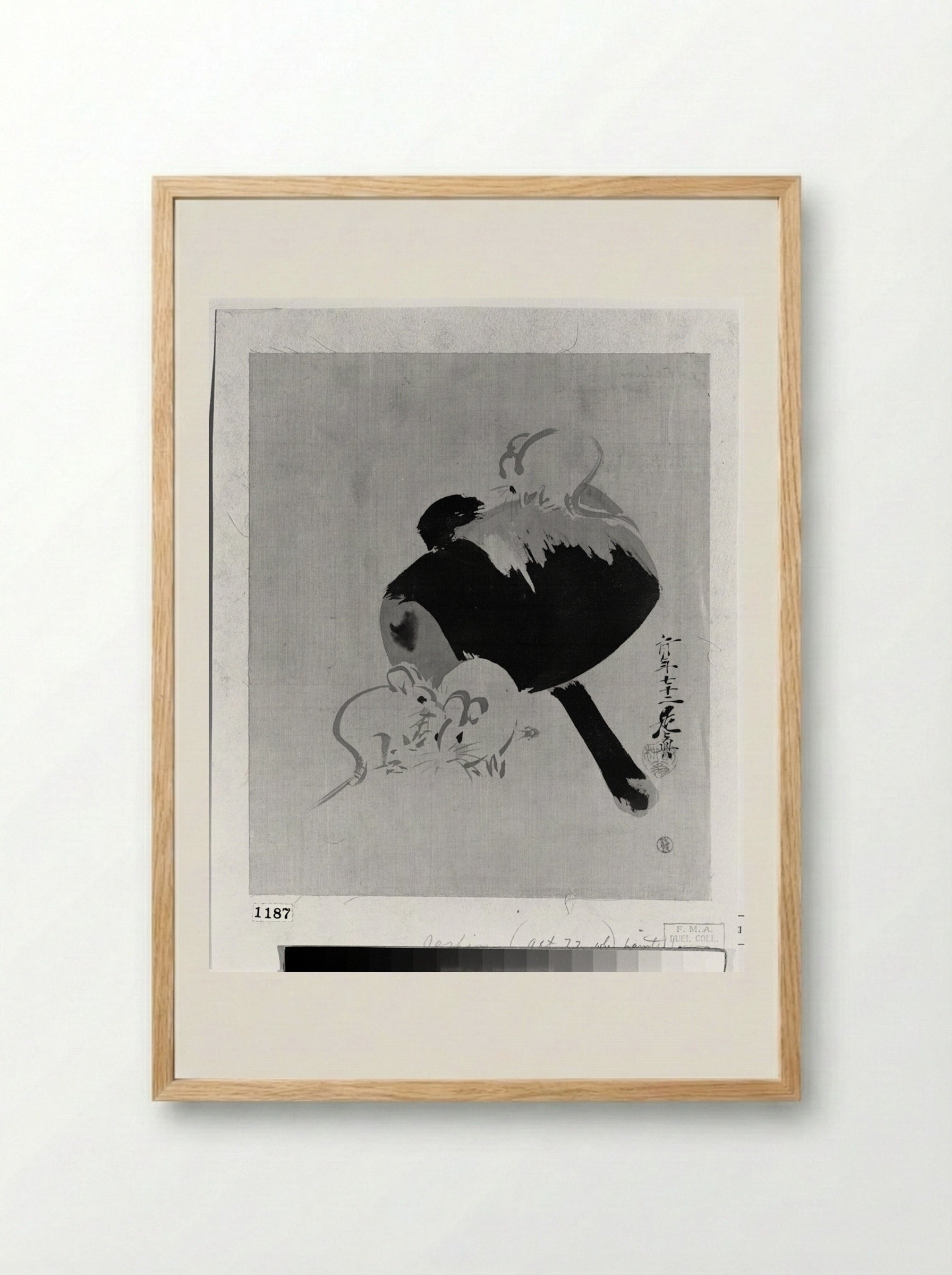 Daikoku's Hammer and Three Mice - Shibata Zeshin - Framed Print Wood