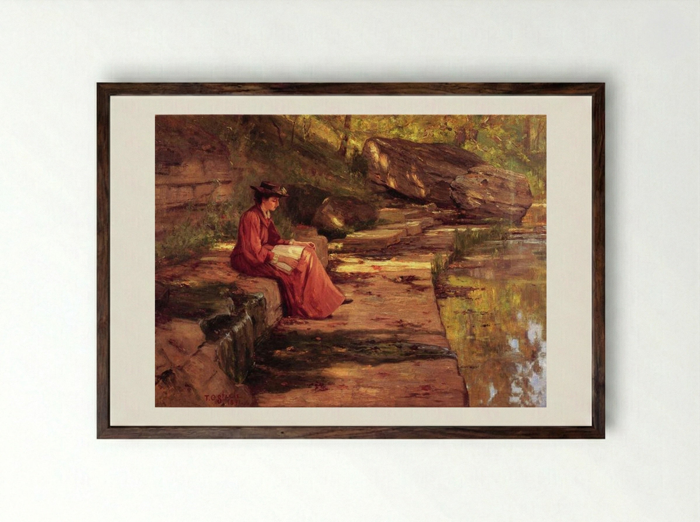 Daisy by the River - T. C. Steele - Framed Print Dark Wood