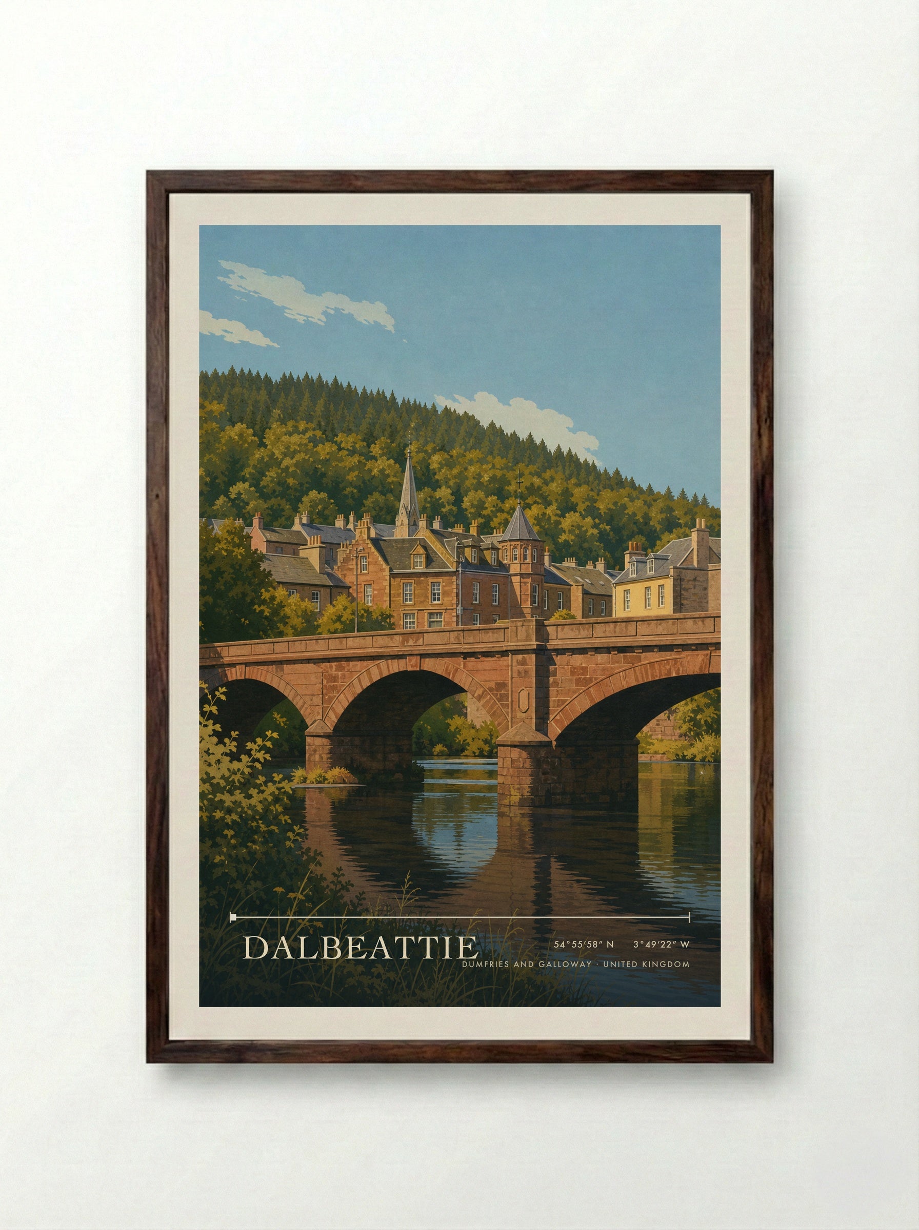 Dalbeattie Dumfries and Galloway United Kingdom Travel Poster - Framed Print Dark Wood