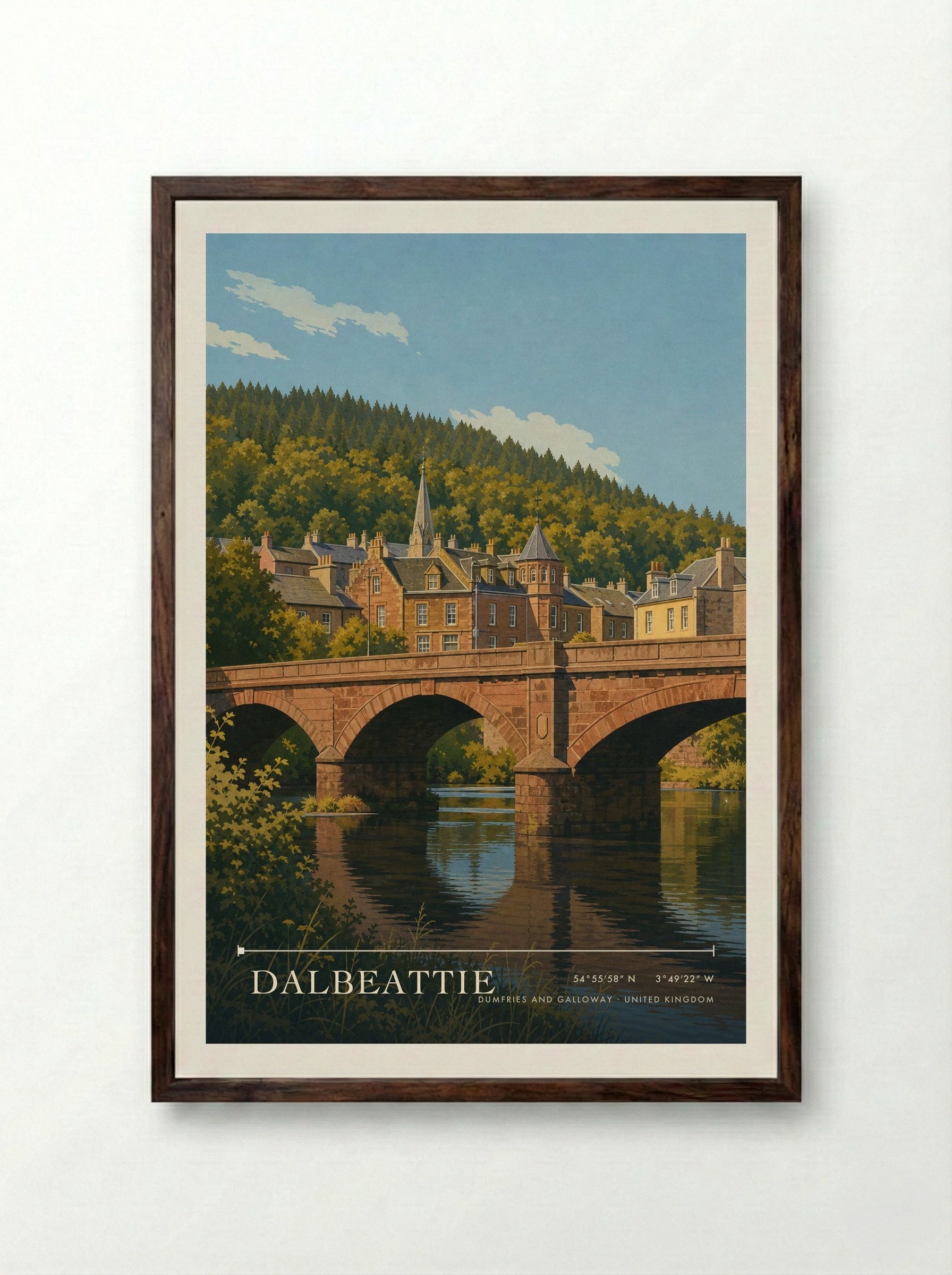 Dalbeattie Dumfries and Galloway United Kingdom Travel Poster - Framed Print Dark Wood
