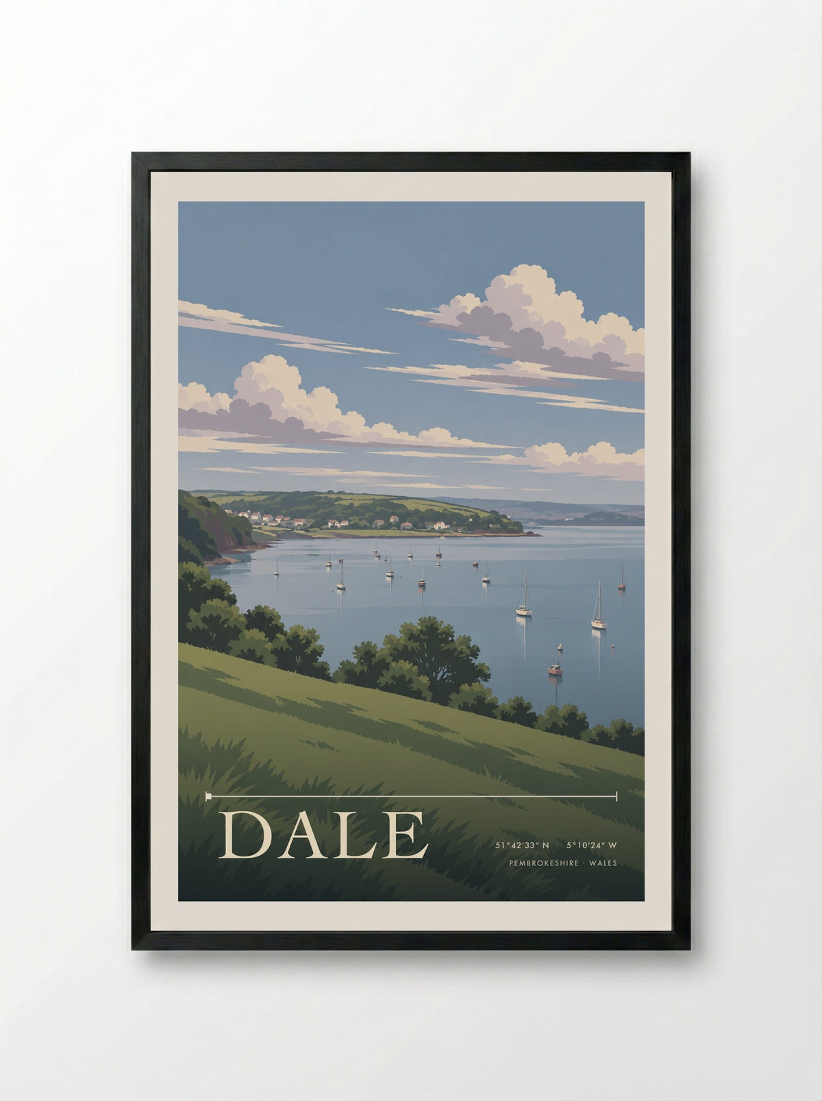 Dale, Pembrokeshire | Travel Poster - Framed Print Black