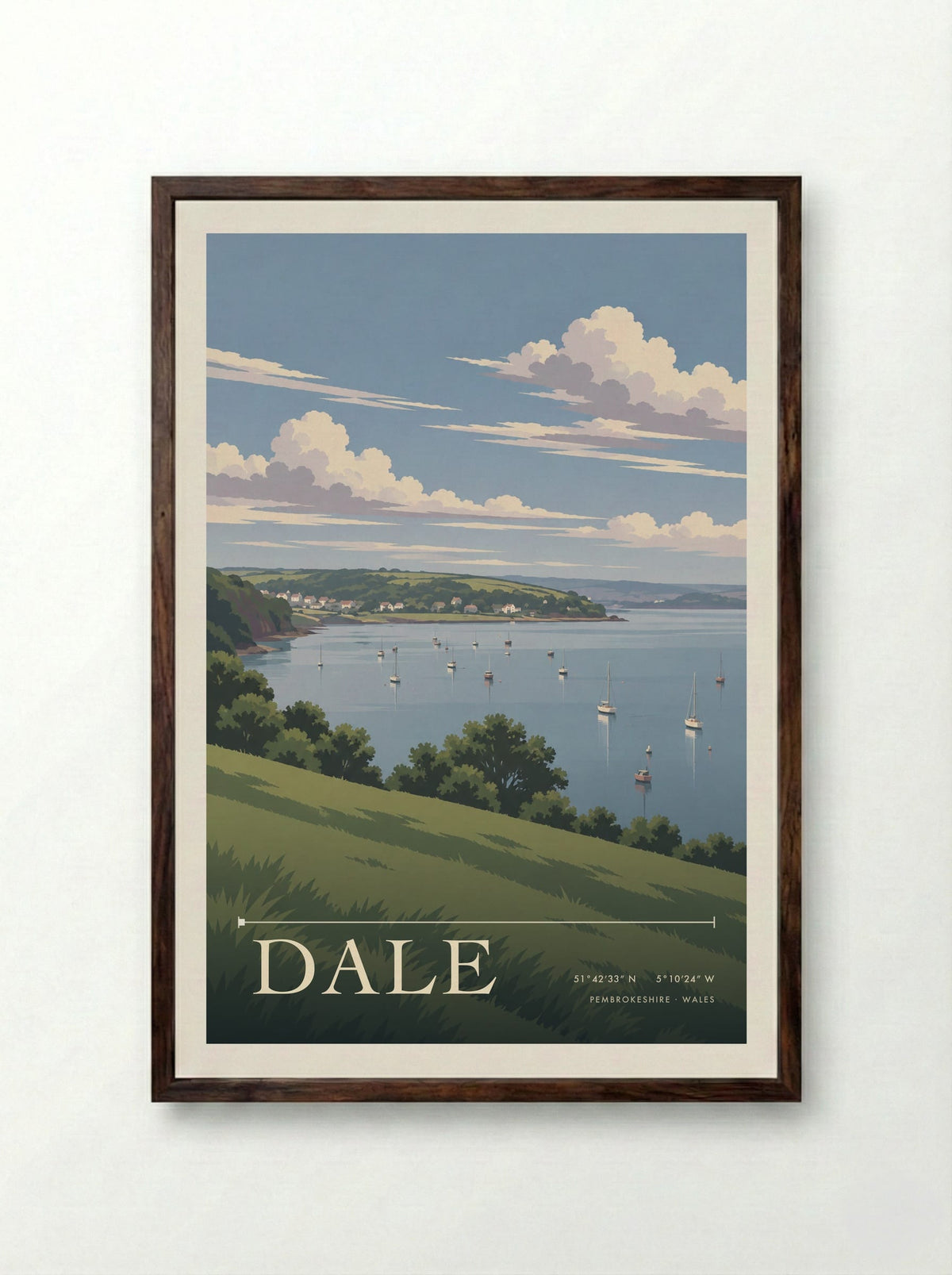 Dale, Pembrokeshire | Travel Poster - Framed Print Dark Wood