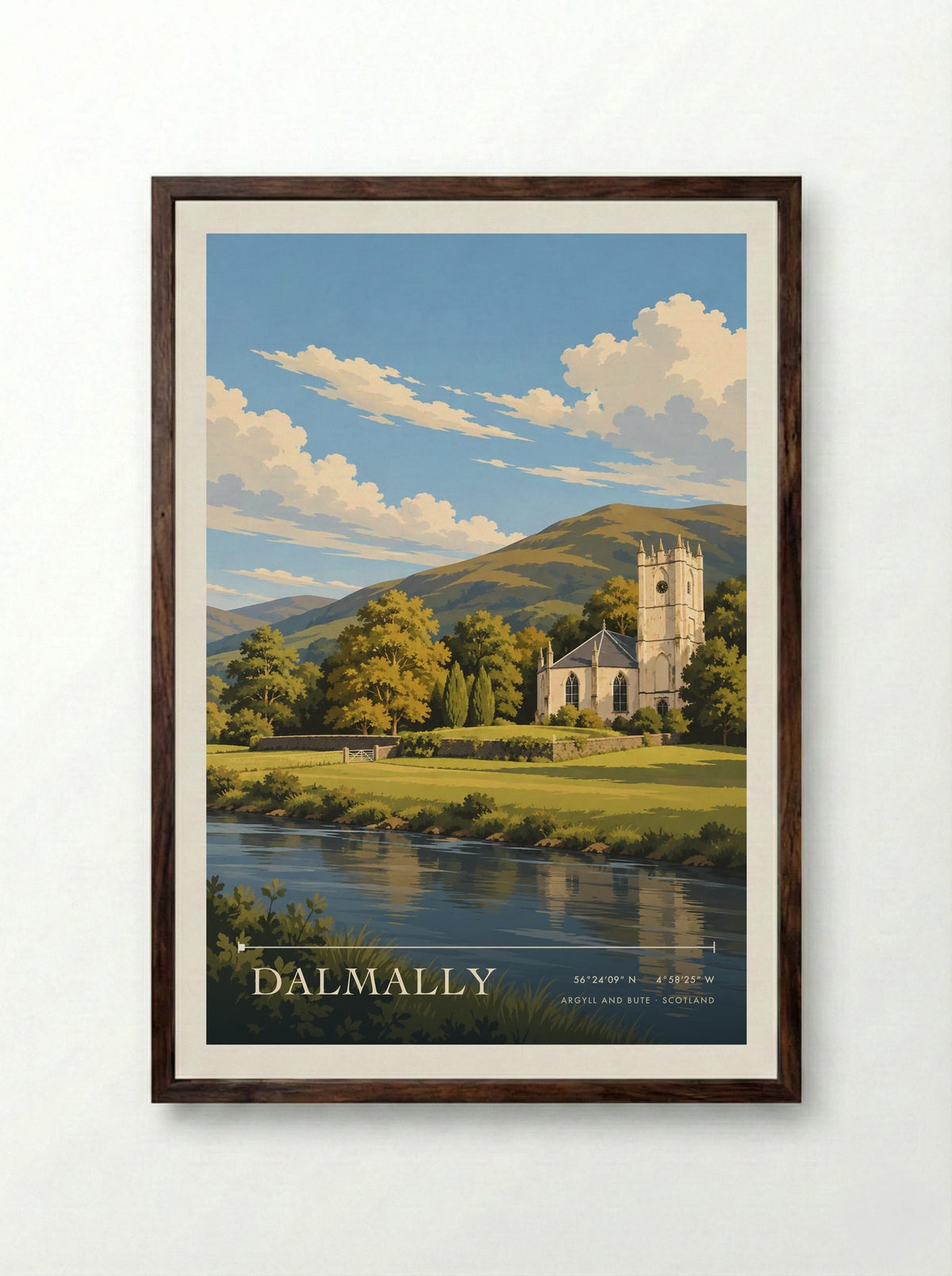 Dalmally, Argyll and Bute | Travel Poster - Framed Print Dark Wood