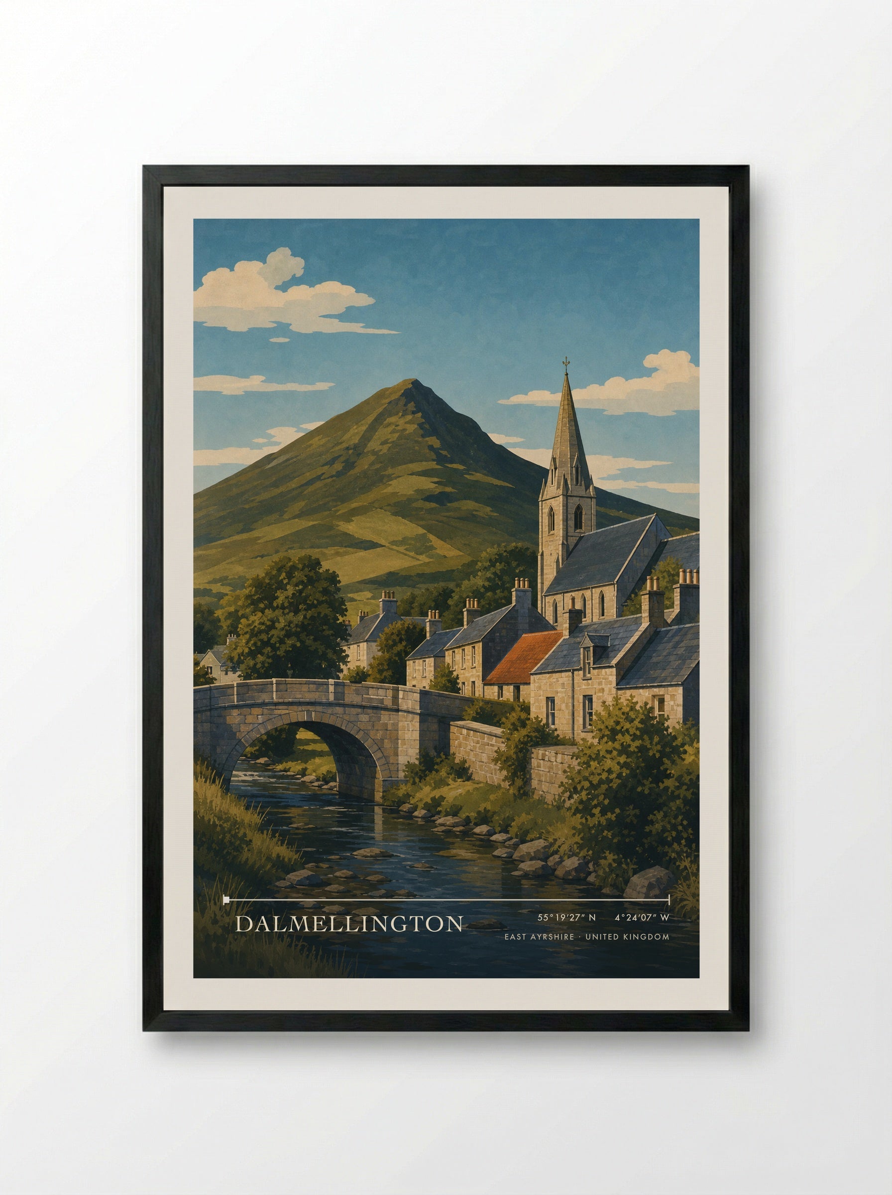 Dalmellington East Ayrshire United Kingdom Travel Poster - Framed Print Black