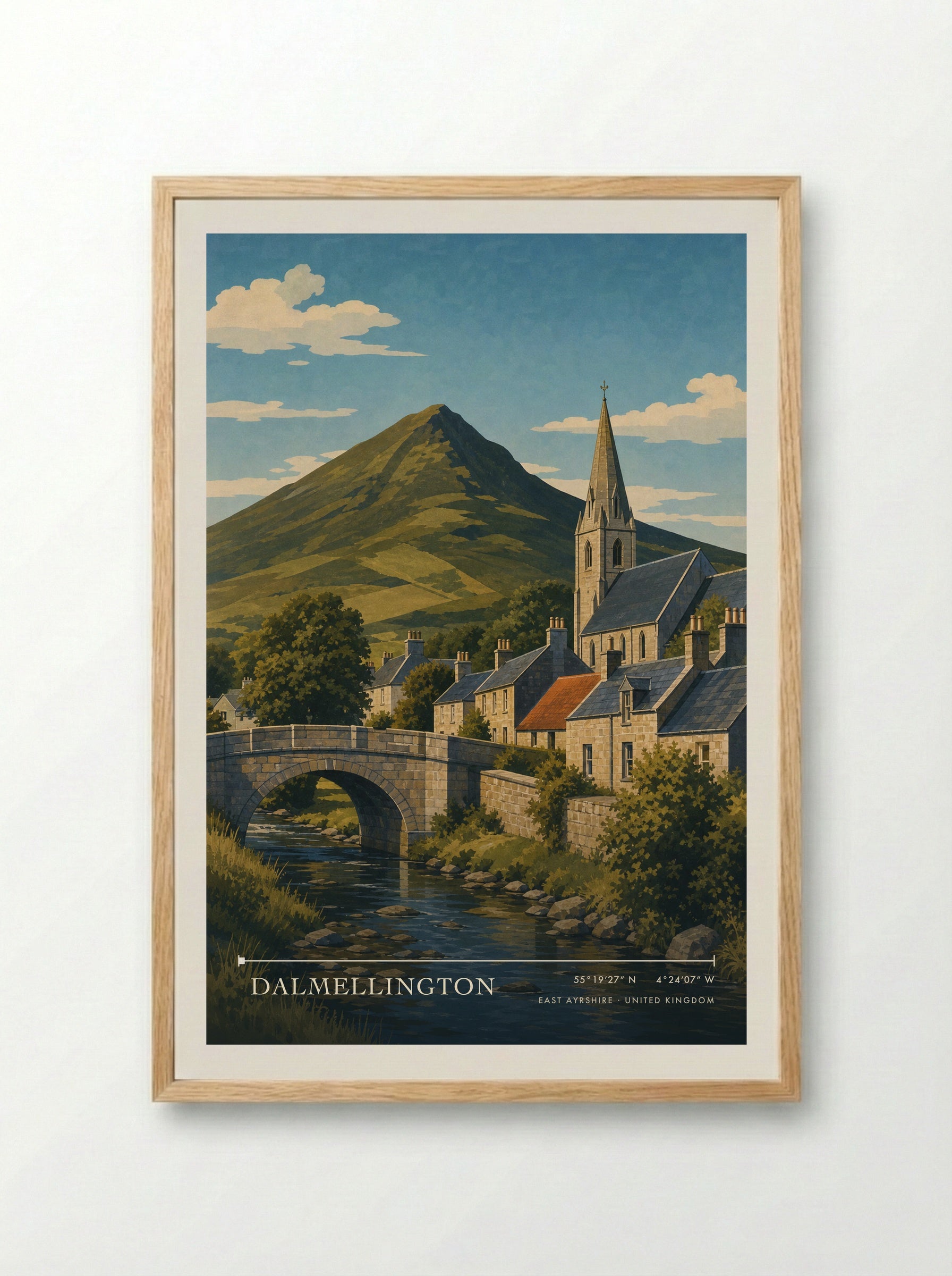 Dalmellington East Ayrshire United Kingdom Travel Poster - Framed Print Wood