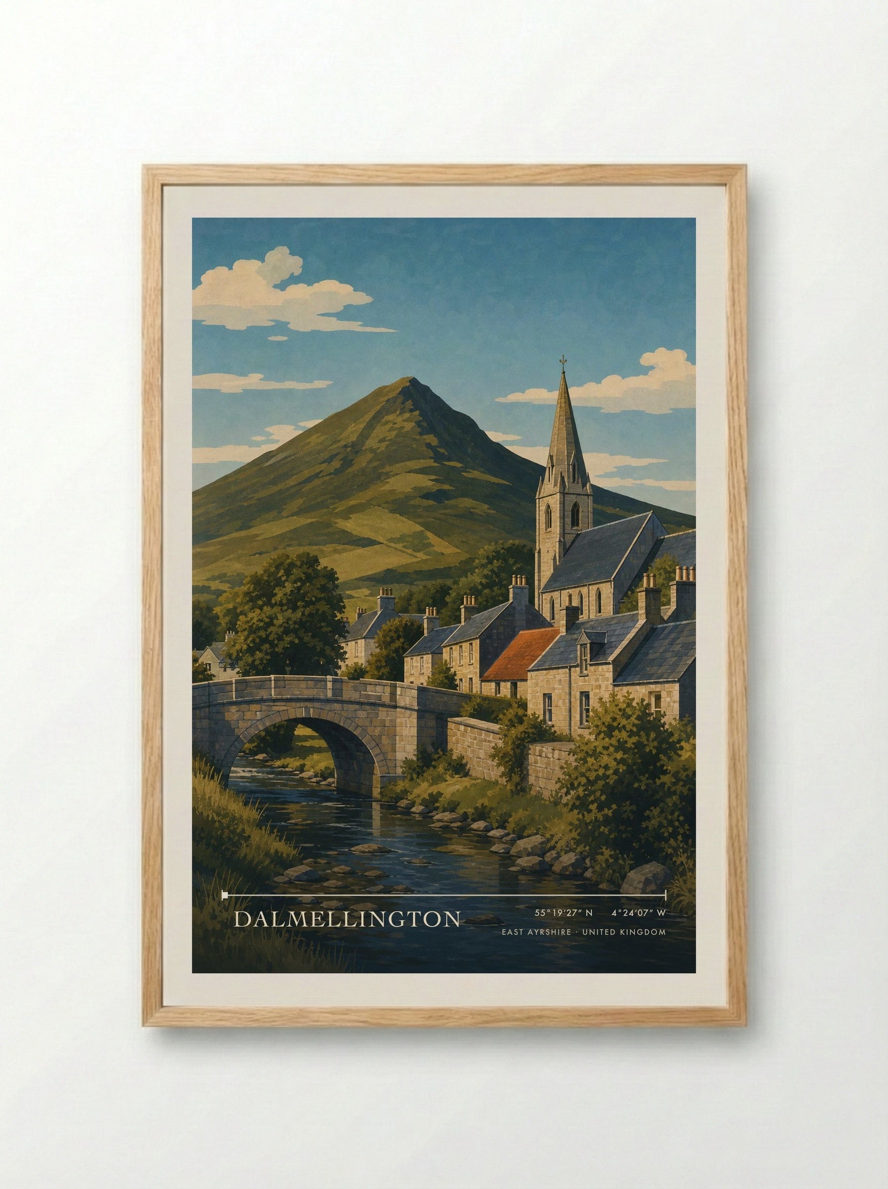 Dalmellington East Ayrshire United Kingdom Travel Poster - Framed Print Wood