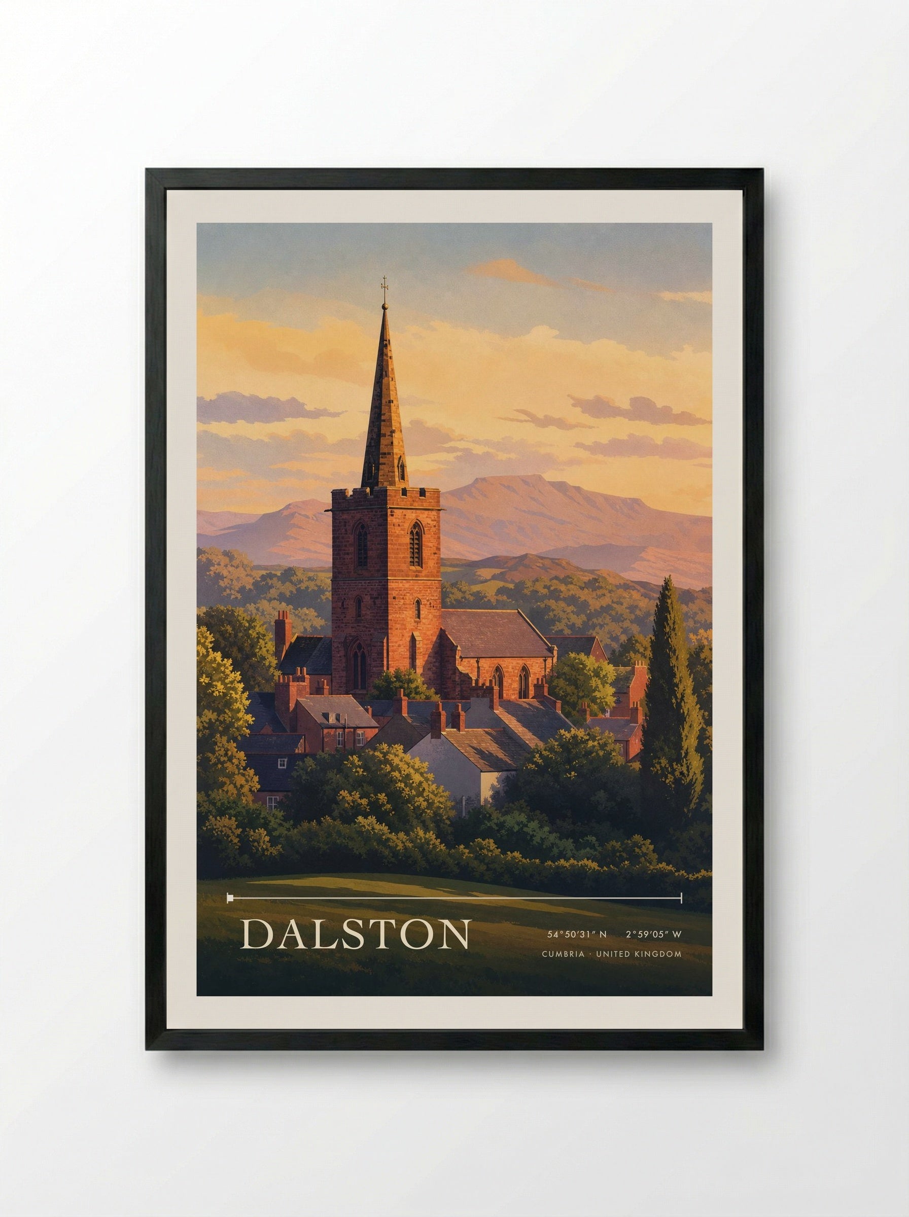 Dalston Cumbria United Kingdom Travel Poster - Framed Print Black