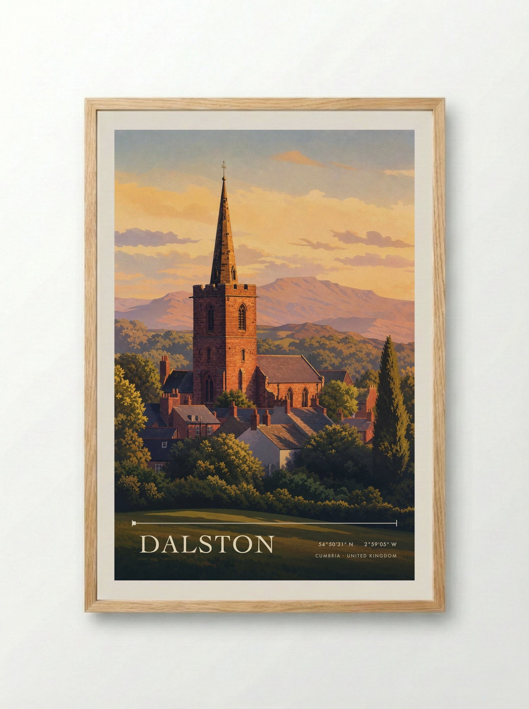 Dalston Cumbria United Kingdom Travel Poster - Framed Print Wood