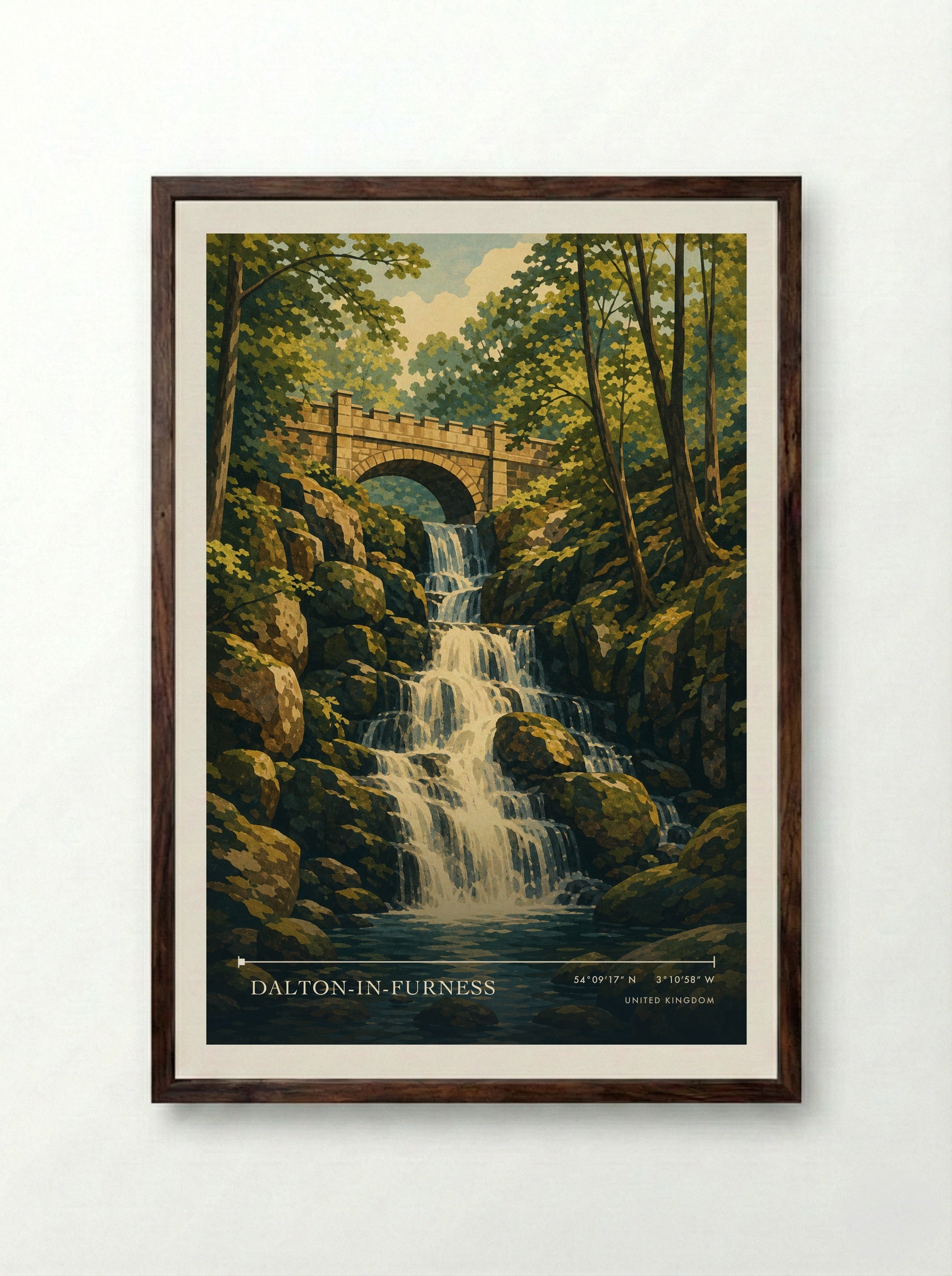 Dalton-in-Furness United Kingdom Travel Poster - Framed Print Dark Wood