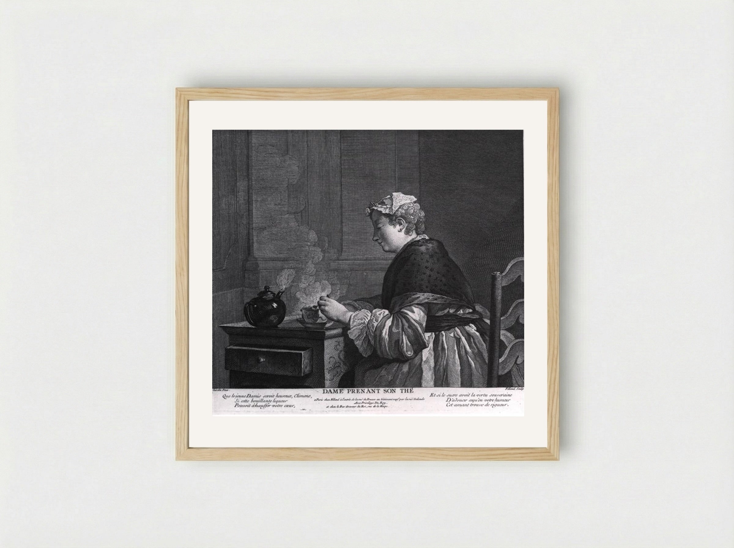 Dame Prenant Son Thé - Jean-Baptiste-Simeon Chardin - Framed Print Wood