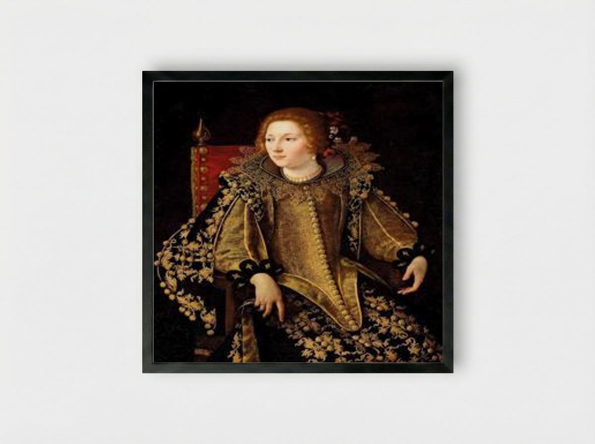 Dame assise de trois-quarts - Artemisia Gentileschi - Framed Print Black
