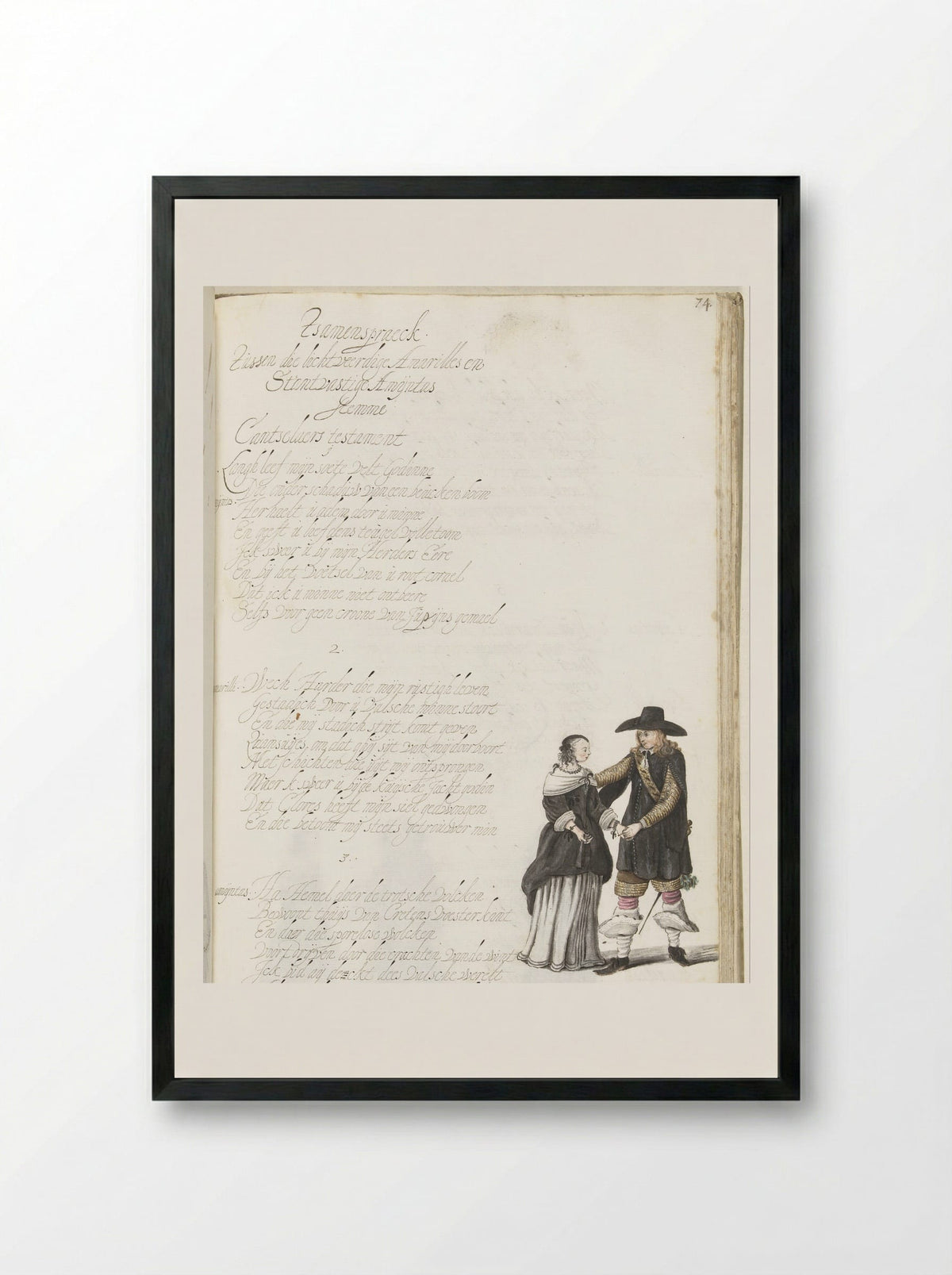 Dame en een officier - Gesina ter Borch - Framed Print Black