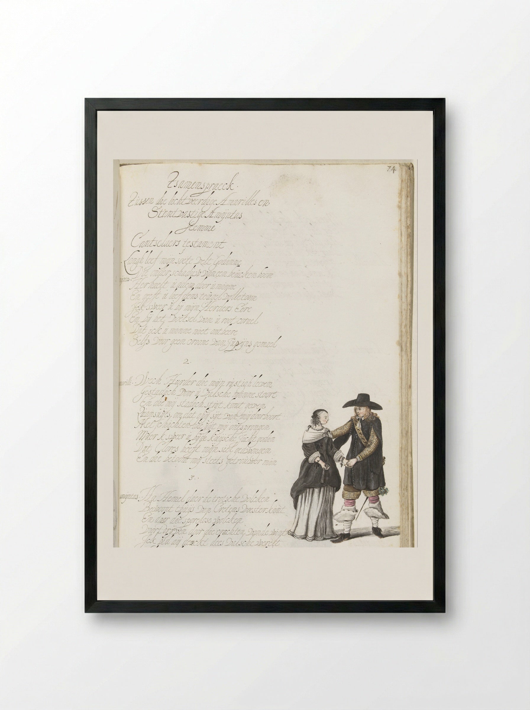 Dame en een officier - Gesina ter Borch - Framed Print Black