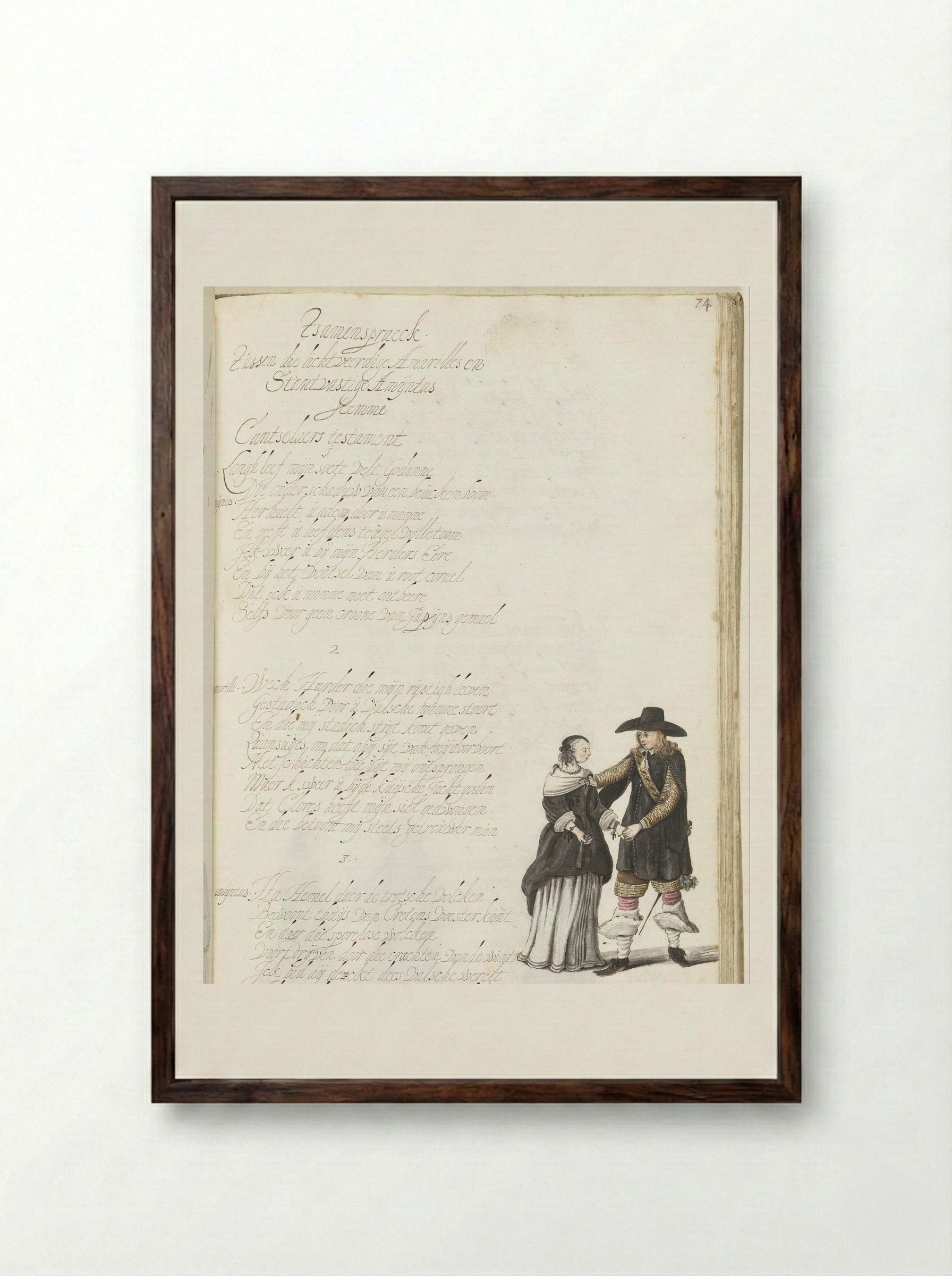 Dame en een officier - Gesina ter Borch - Framed Print Dark Wood