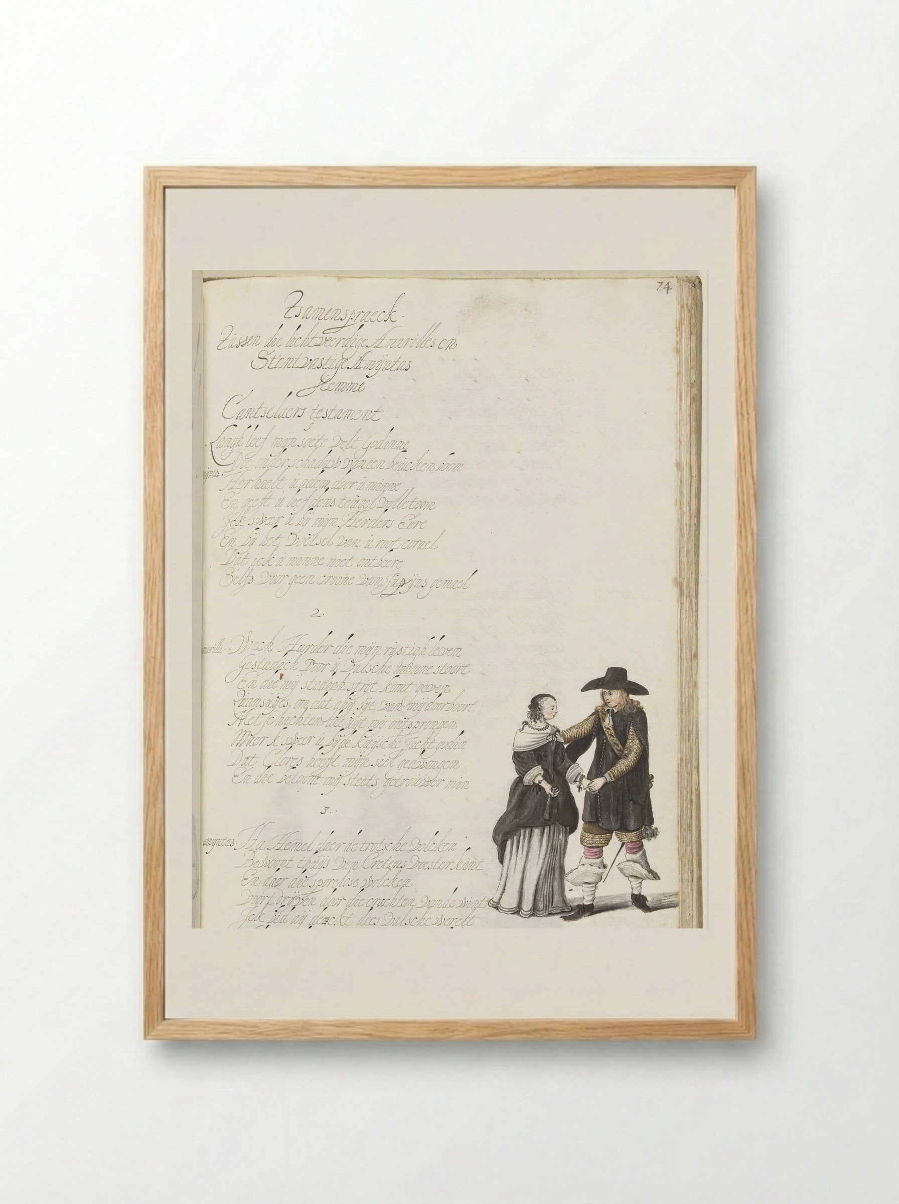 Dame en een officier - Gesina ter Borch - Framed Print Wood