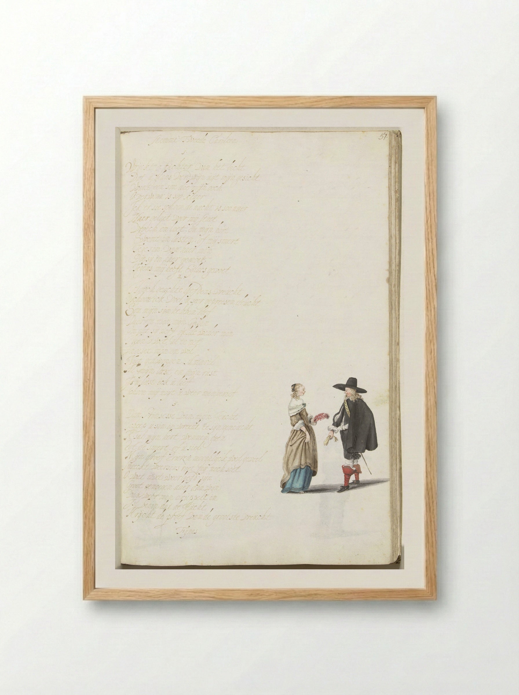 Dame en heer in gesprek - Gesina ter Borch - Framed Print Wood
