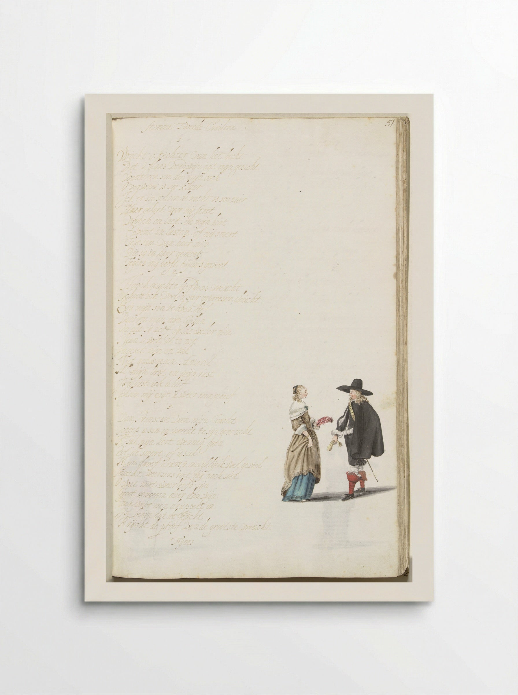 Dame en heer in gesprek - Gesina ter Borch - Poster