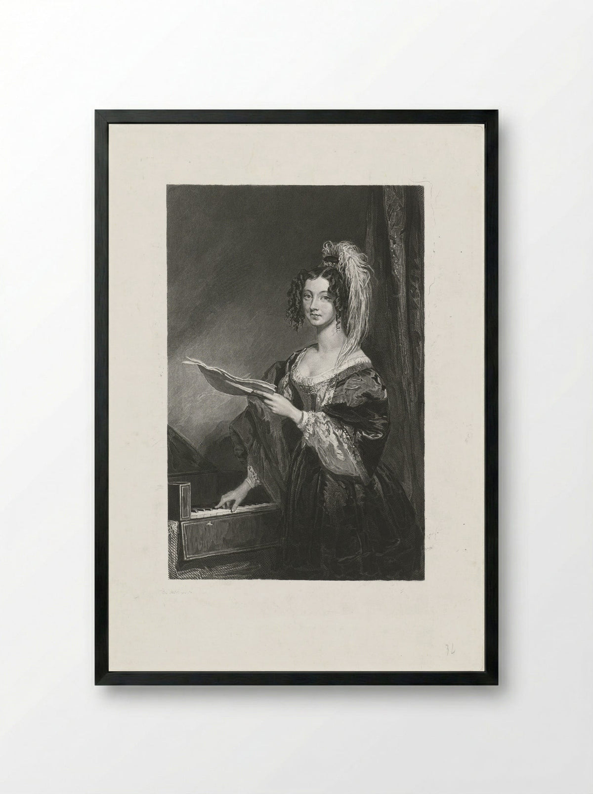 Dame voor een klavier - Johannes de Mare - Framed Print Black